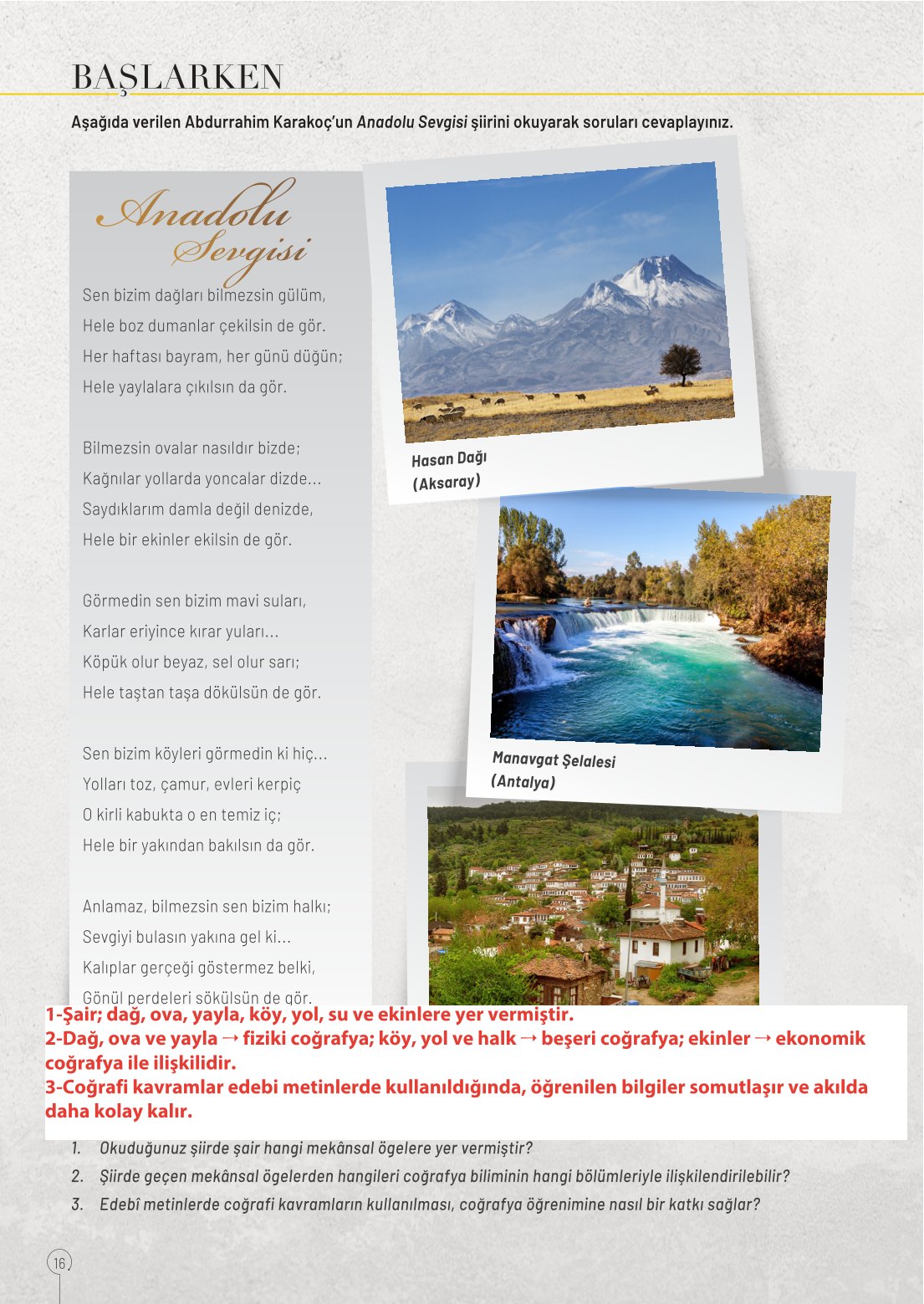 10. Sınıf Meb Yayınları Coğrafya Ders Kitabı Sayfa 16 Cevapları