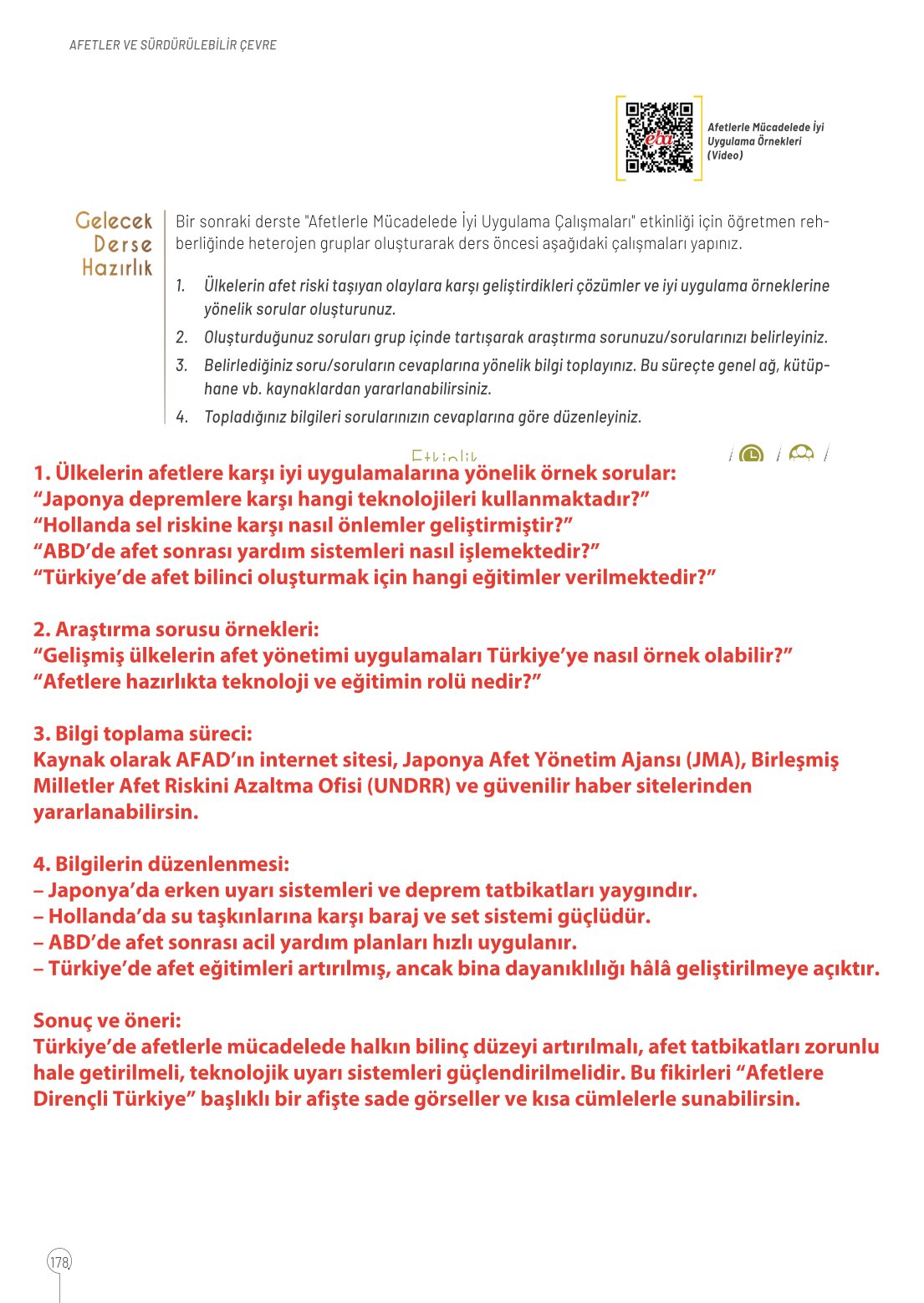 10. Sınıf Meb Yayınları Coğrafya Ders Kitabı Sayfa 178 Cevapları