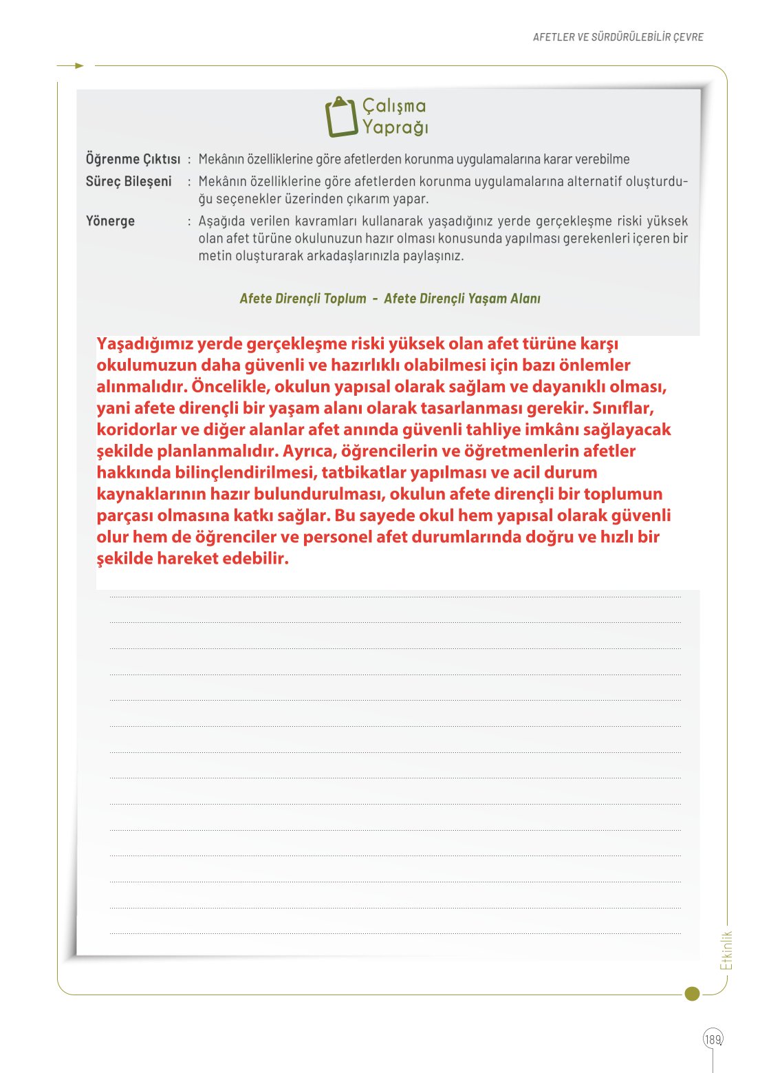 10. Sınıf Meb Yayınları Coğrafya Ders Kitabı Sayfa 189 Cevapları 10. Sınıf Meb Yayınları Coğrafya Ders Kitabı Sayfa 189 Cevapları
