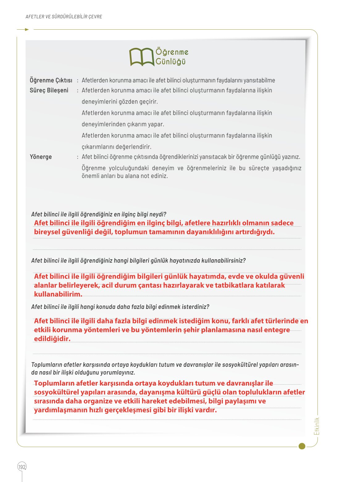 10. Sınıf Meb Yayınları Coğrafya Ders Kitabı Sayfa 192 Cevapları 10. Sınıf Meb Yayınları Coğrafya Ders Kitabı Sayfa 192 Cevapları