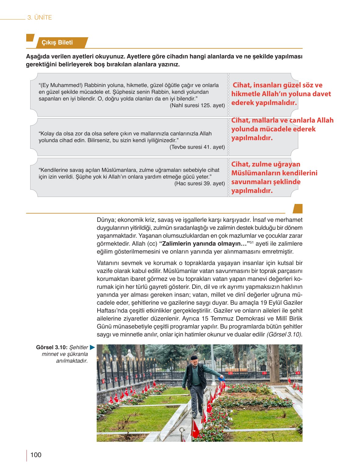 10. Sınıf Meb Yayınları Din Kültürü Ve Ahlak Bilgisi Ders Kitabı Sayfa 100 Cevapları