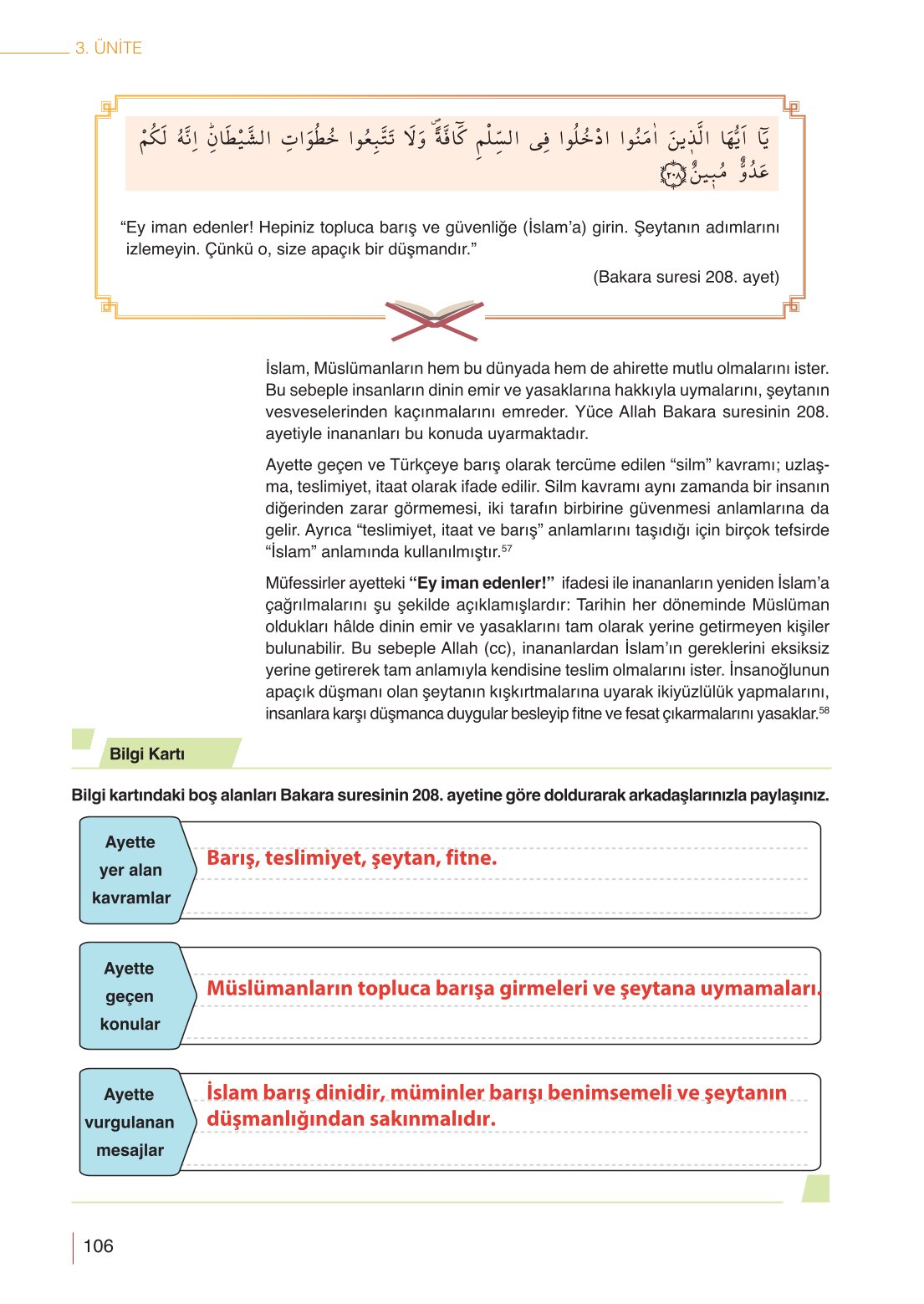 10. Sınıf Meb Yayınları Din Kültürü Ve Ahlak Bilgisi Ders Kitabı Sayfa 106 Cevapları 10. Sınıf Meb Yayınları Din Kültürü Ve Ahlak Bilgisi Ders Kitabı Sayfa 106 Cevapları