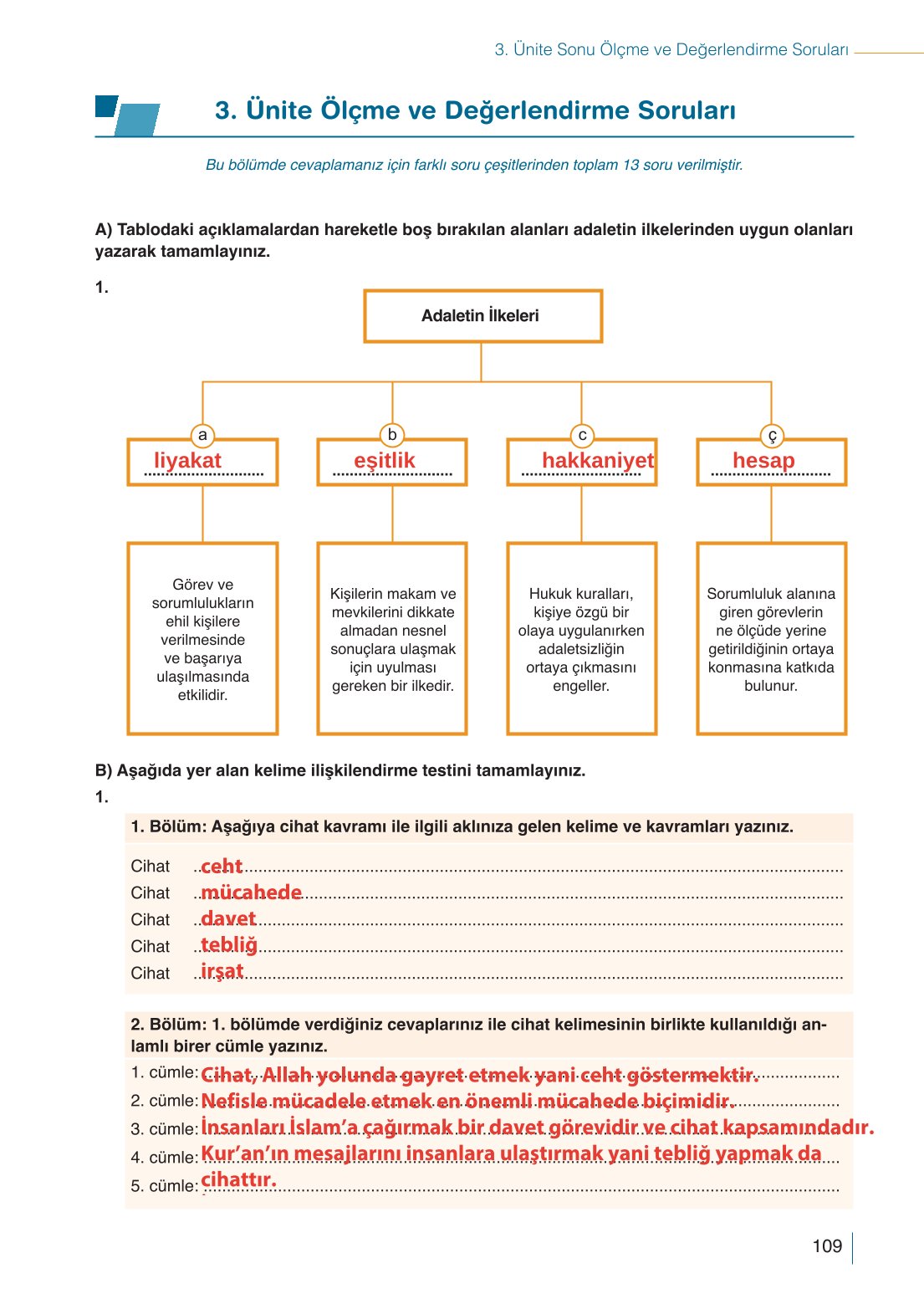 10. Sınıf Meb Yayınları Din Kültürü Ve Ahlak Bilgisi Ders Kitabı Sayfa 109 Cevapları