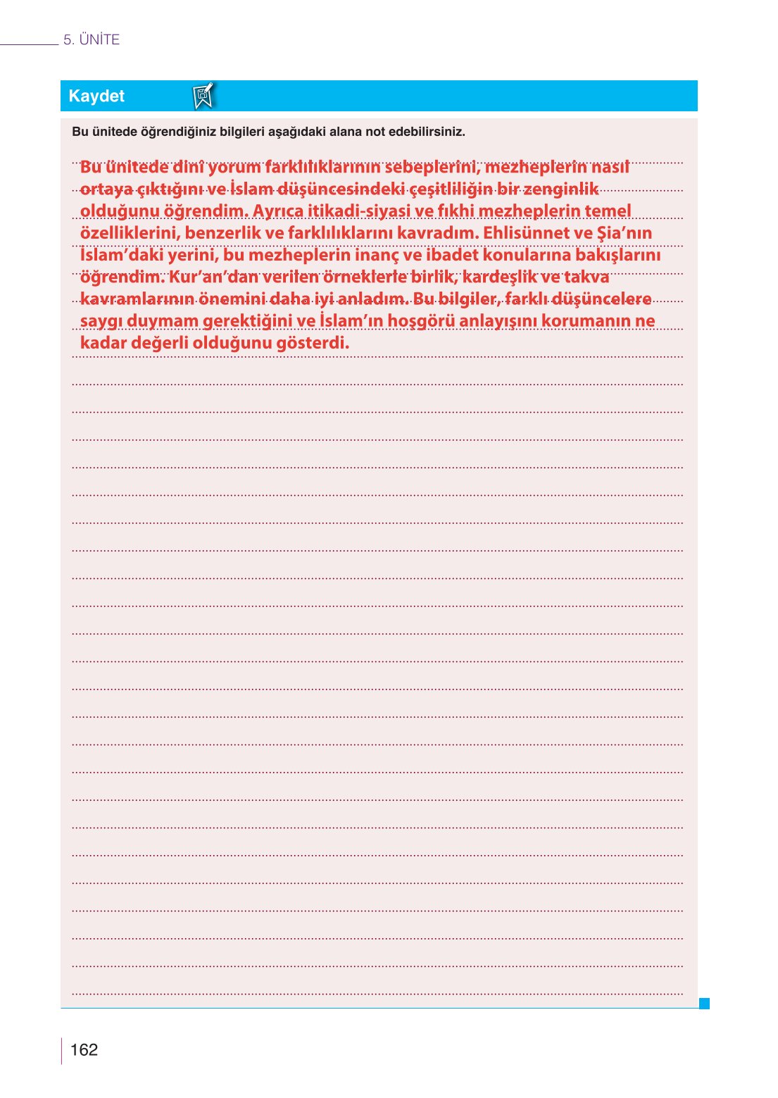 10. Sınıf Meb Yayınları Din Kültürü Ve Ahlak Bilgisi Ders Kitabı Sayfa 162 Cevapları 10. Sınıf Meb Yayınları Din Kültürü Ve Ahlak Bilgisi Ders Kitabı Sayfa 162 Cevapları