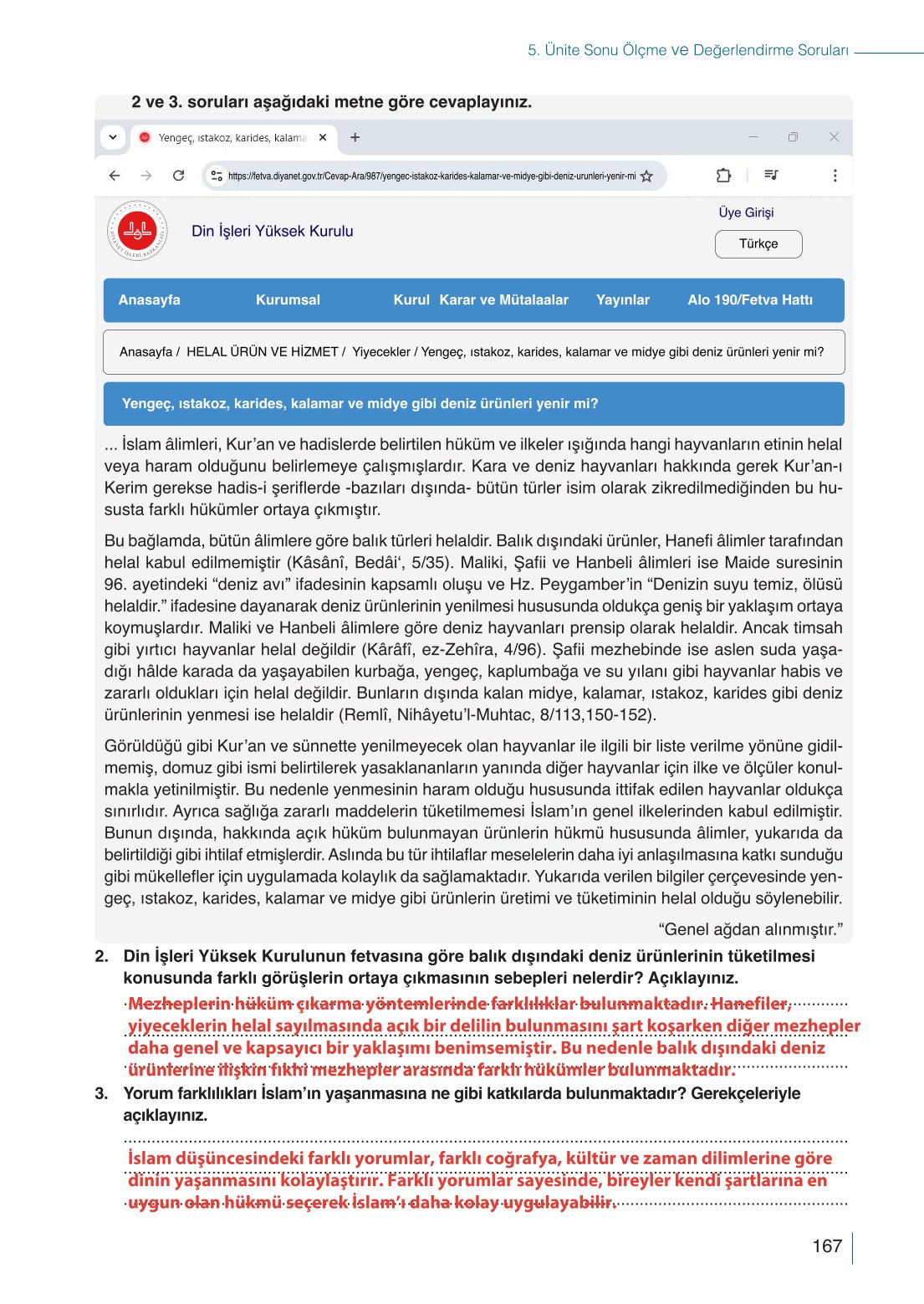 10. Sınıf Meb Yayınları Din Kültürü Ve Ahlak Bilgisi Ders Kitabı Sayfa 167 Cevapları 10. Sınıf Meb Yayınları Din Kültürü Ve Ahlak Bilgisi Ders Kitabı Sayfa 167 Cevapları