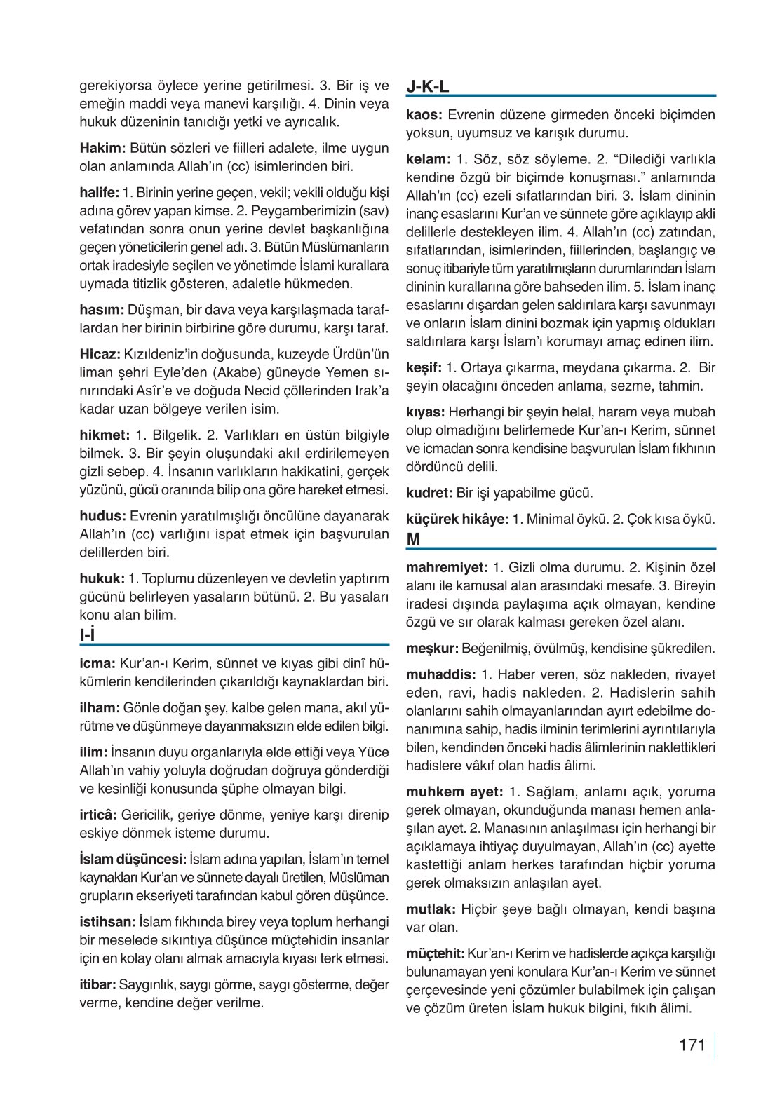10. Sınıf Meb Yayınları Din Kültürü Ve Ahlak Bilgisi Ders Kitabı Sayfa 171 Cevapları
