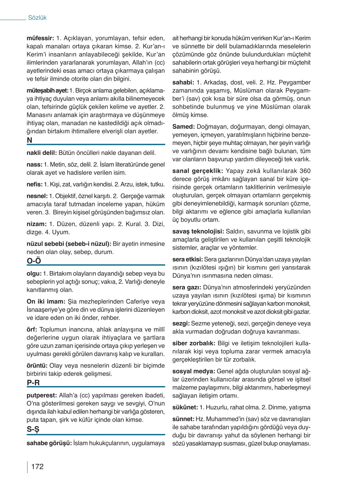 10. Sınıf Meb Yayınları Din Kültürü Ve Ahlak Bilgisi Ders Kitabı Sayfa 172 Cevapları