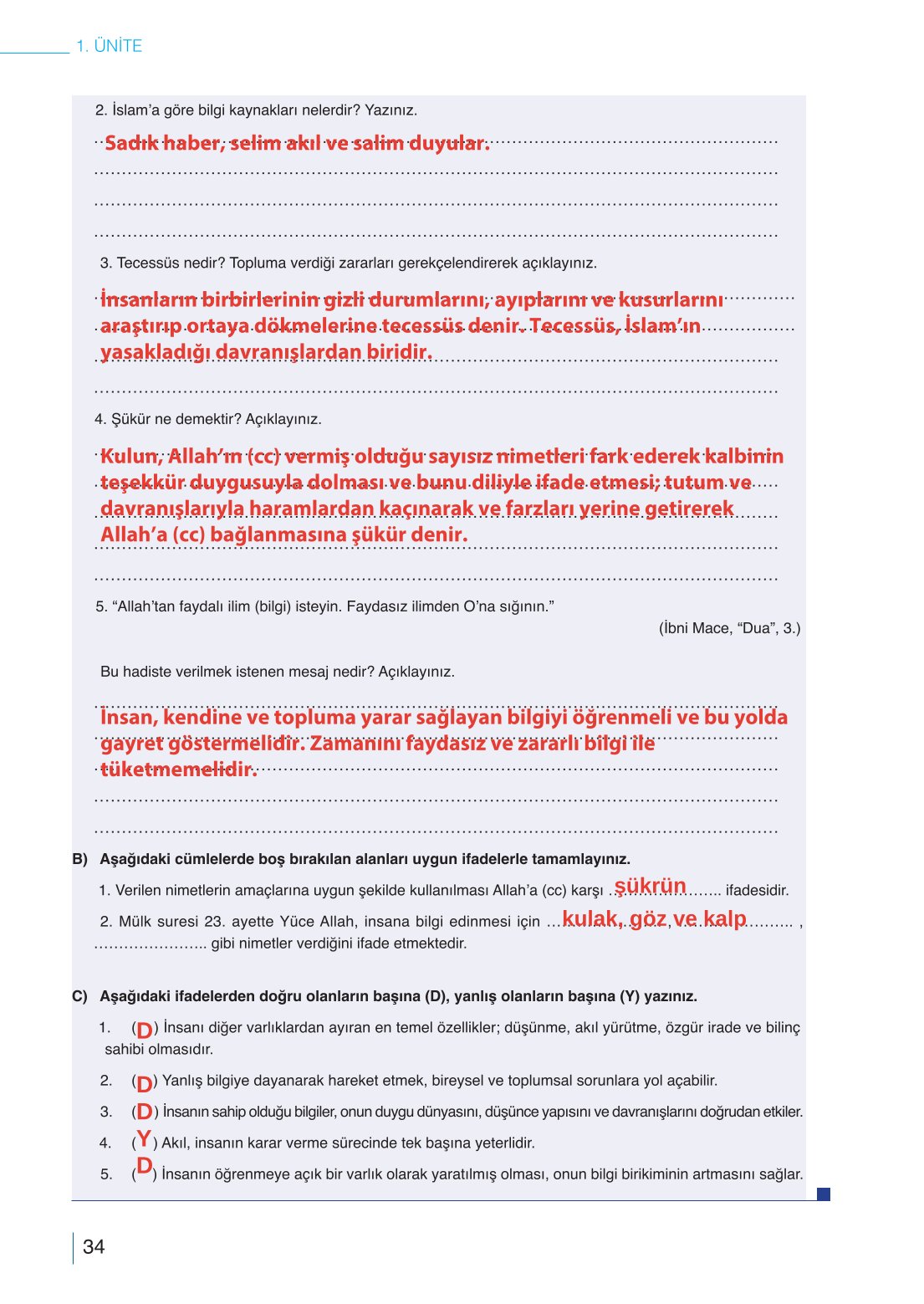 10. Sınıf Meb Yayınları Din Kültürü Ve Ahlak Bilgisi Ders Kitabı Sayfa 34 Cevapları 10. Sınıf Meb Yayınları Din Kültürü Ve Ahlak Bilgisi Ders Kitabı Sayfa 34 Cevapları