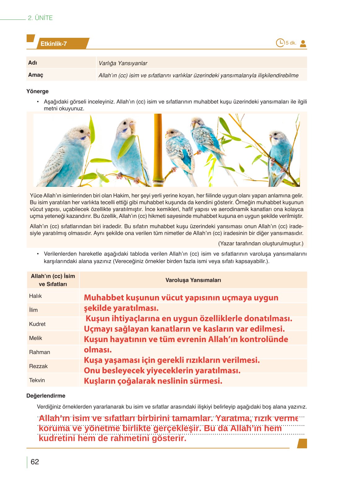 10. Sınıf Meb Yayınları Din Kültürü Ve Ahlak Bilgisi Ders Kitabı Sayfa 62 Cevapları