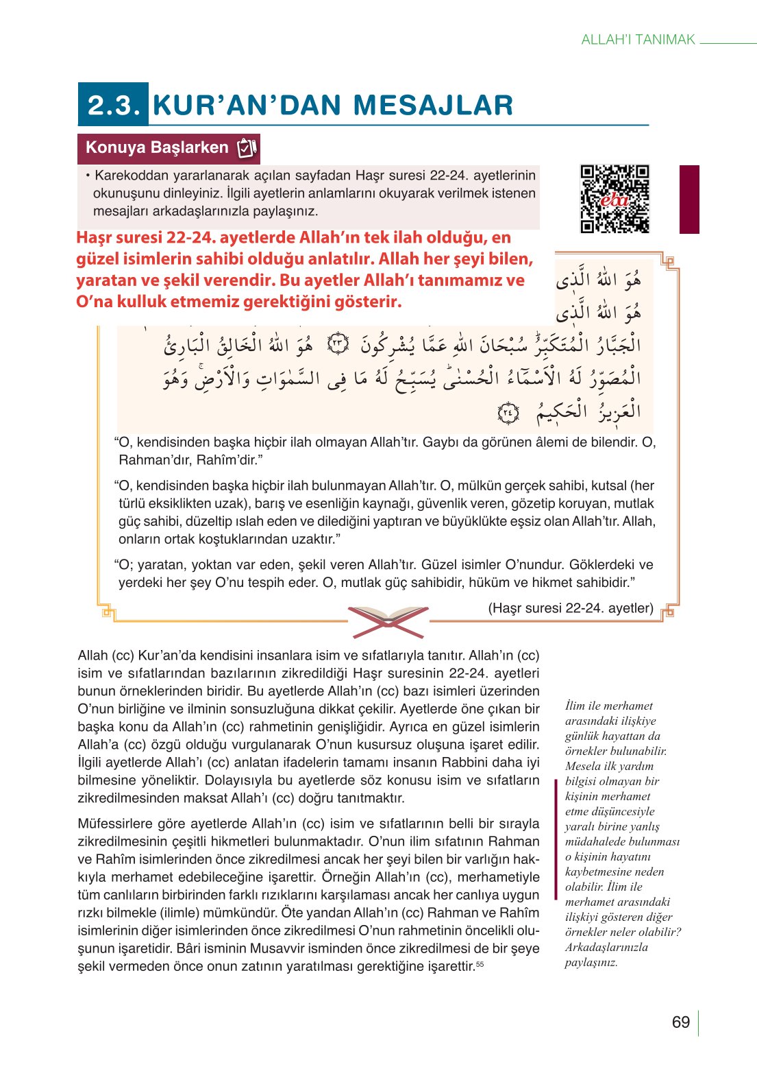 10. Sınıf Meb Yayınları Din Kültürü Ve Ahlak Bilgisi Ders Kitabı Sayfa 69 Cevapları