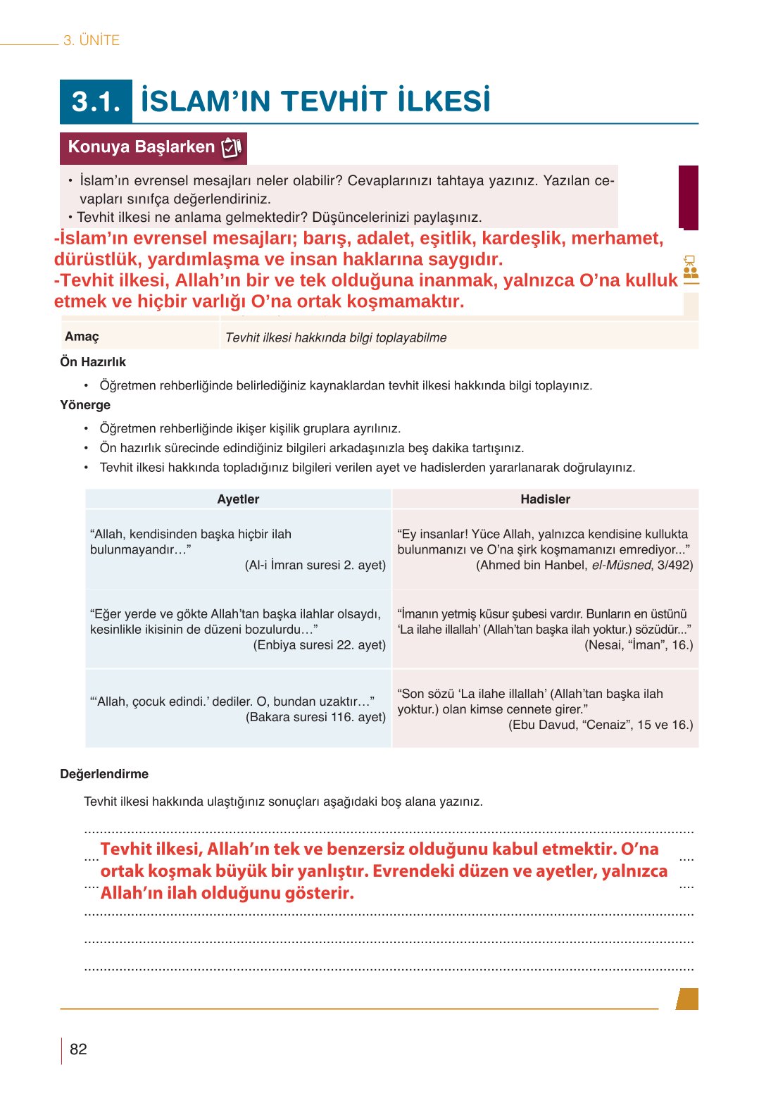 10. Sınıf Meb Yayınları Din Kültürü Ve Ahlak Bilgisi Ders Kitabı Sayfa 82 Cevapları