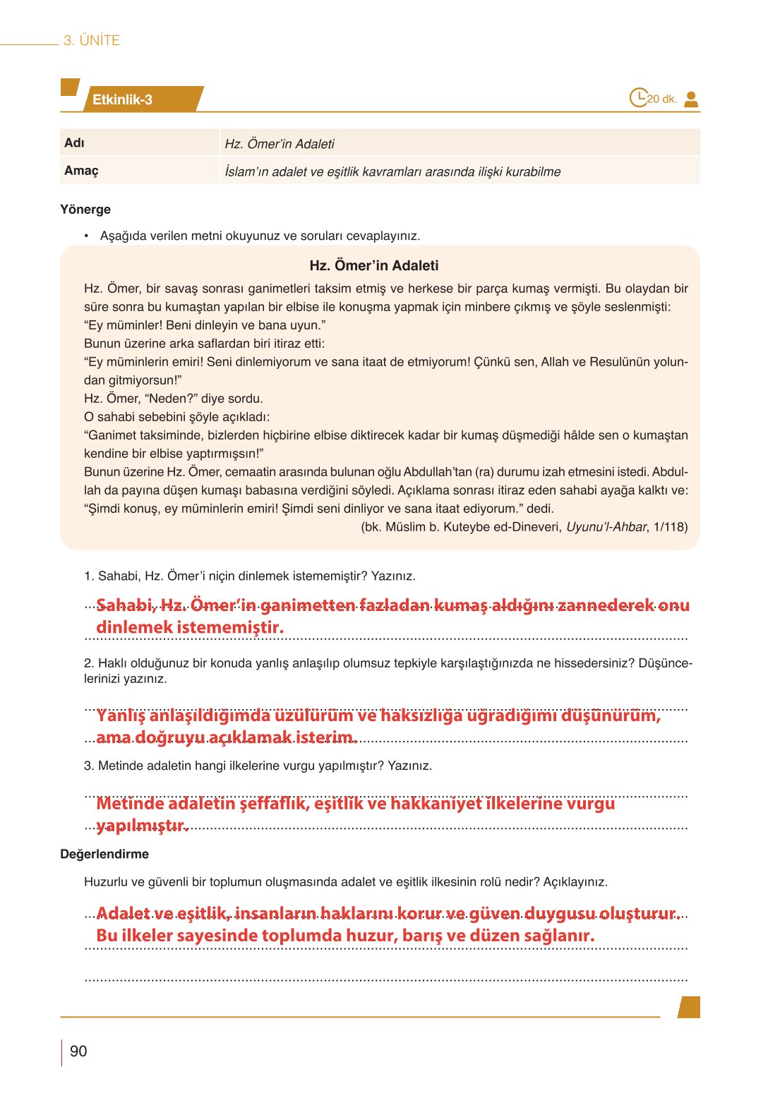 10. Sınıf Meb Yayınları Din Kültürü Ve Ahlak Bilgisi Ders Kitabı Sayfa 90 Cevapları
