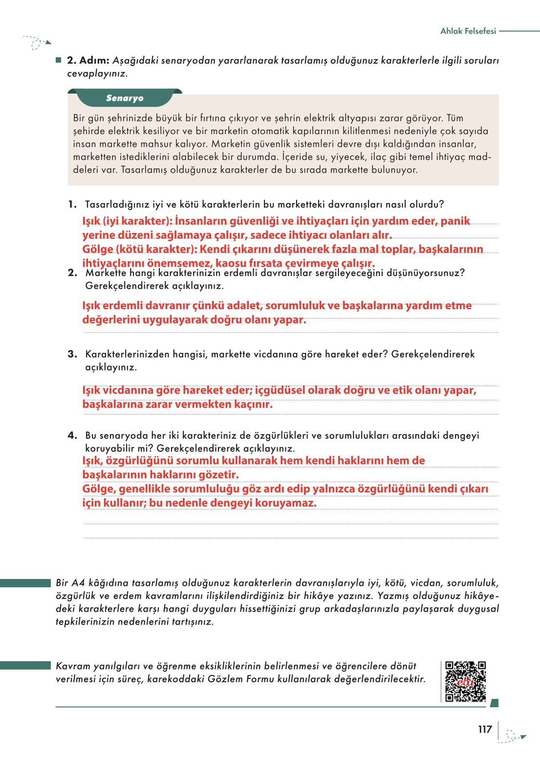 10. Sınıf Meb Yayınları Felsefe Ders Kitabı Sayfa 117 Cevapları