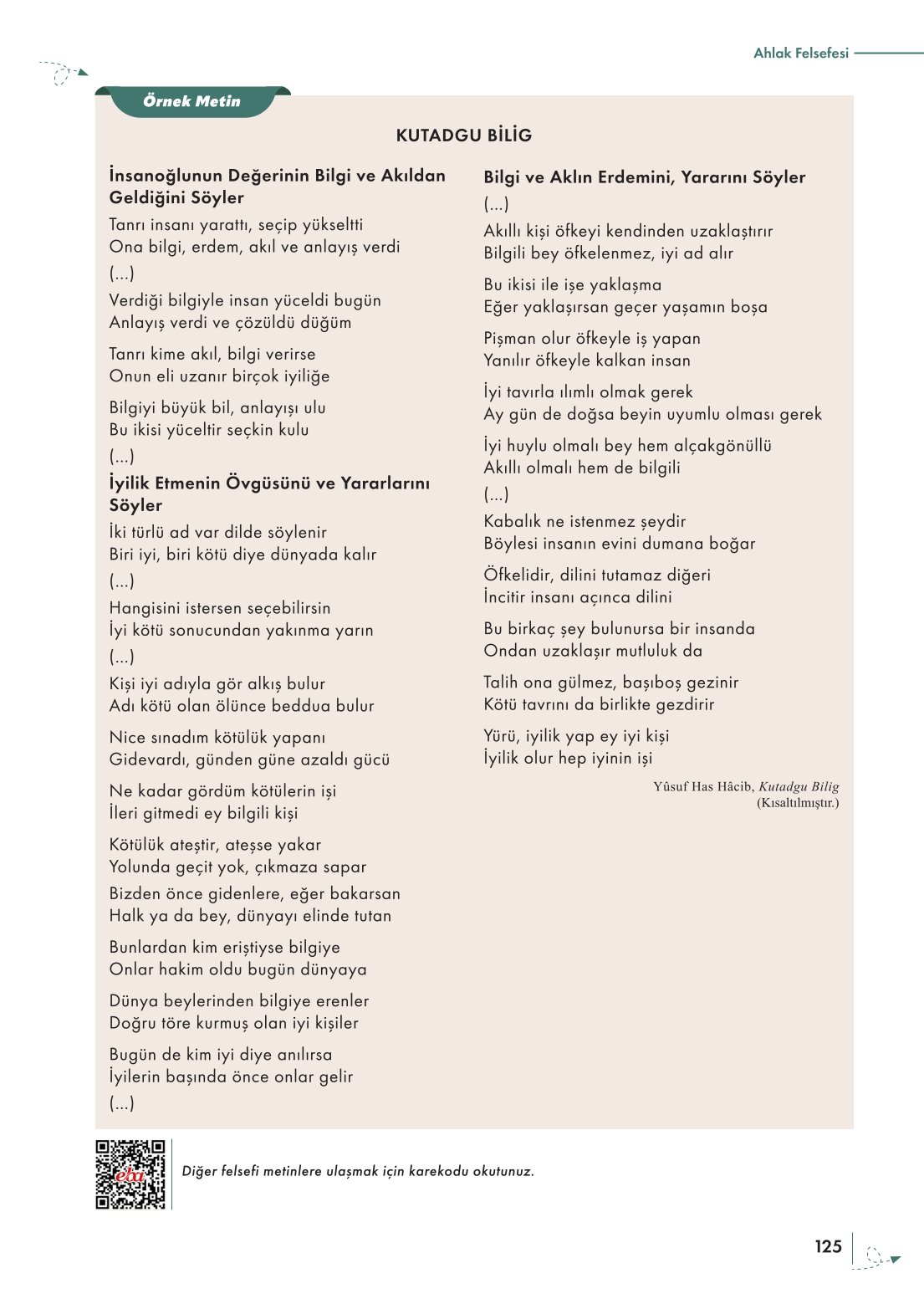 10. Sınıf Meb Yayınları Felsefe Ders Kitabı Sayfa 125 Cevapları