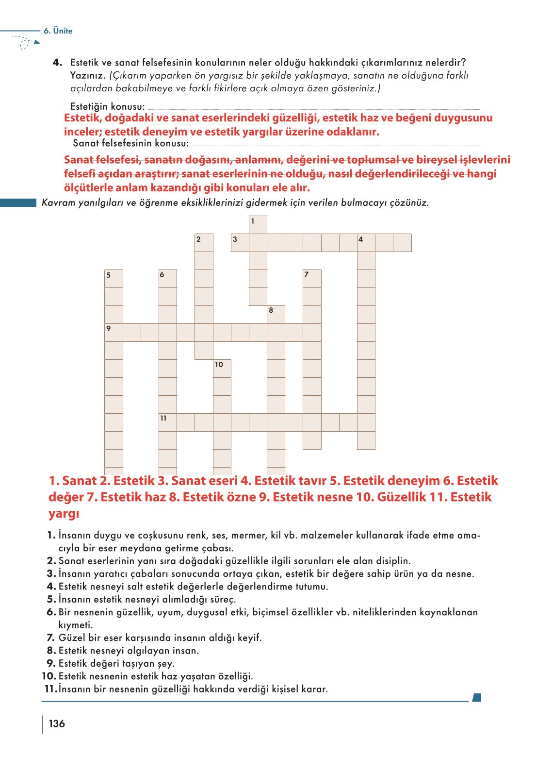 10. Sınıf Meb Yayınları Felsefe Ders Kitabı Sayfa 136 Cevapları