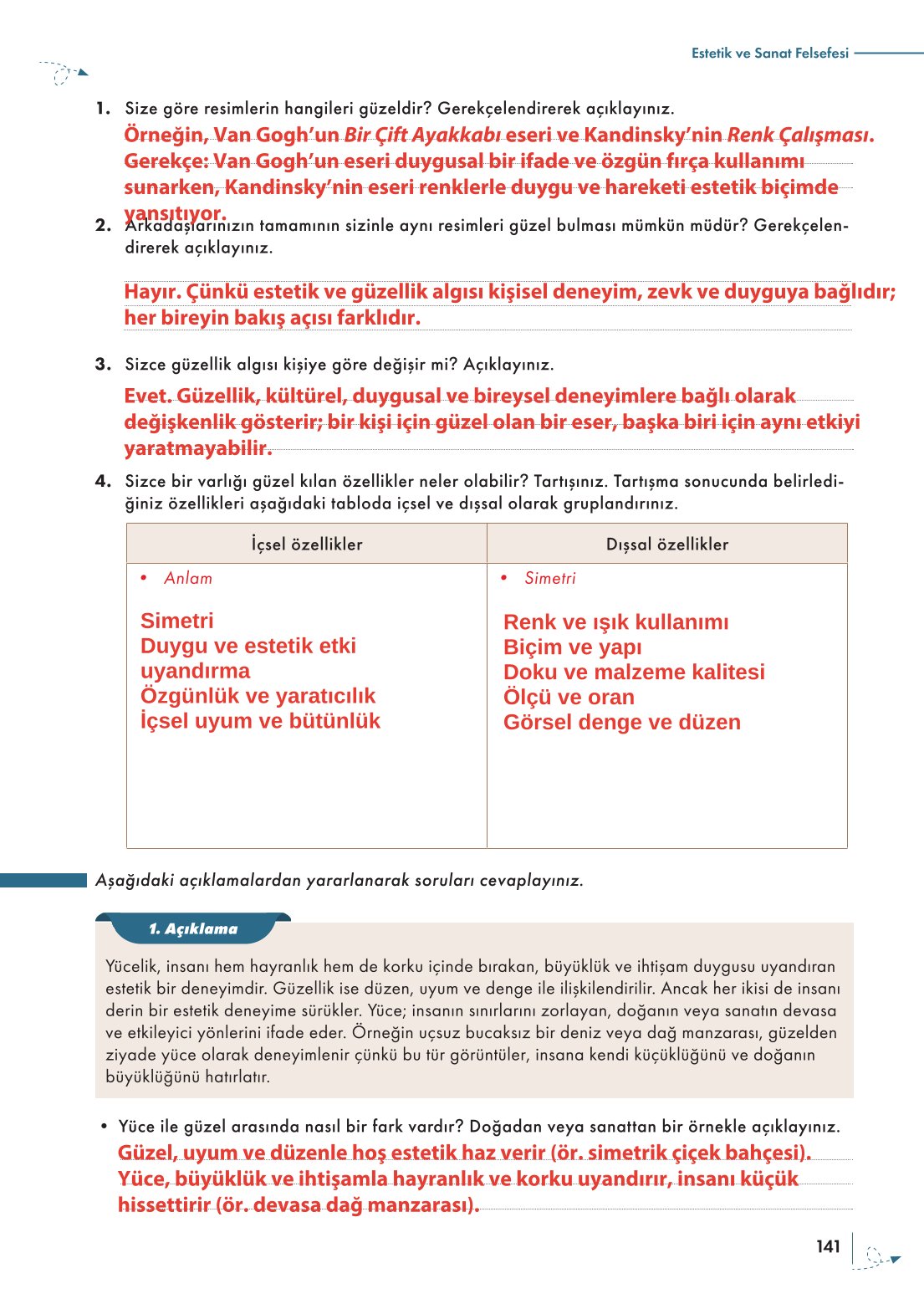 10. Sınıf Meb Yayınları Felsefe Ders Kitabı Sayfa 141 Cevapları 10. Sınıf Meb Yayınları Felsefe Ders Kitabı Sayfa 141 Cevapları