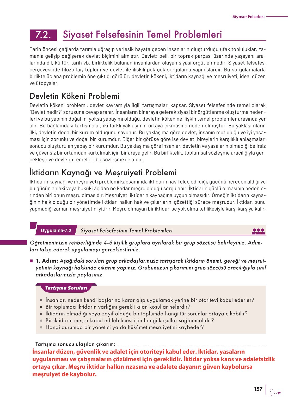 10. Sınıf Meb Yayınları Felsefe Ders Kitabı Sayfa 157 Cevapları