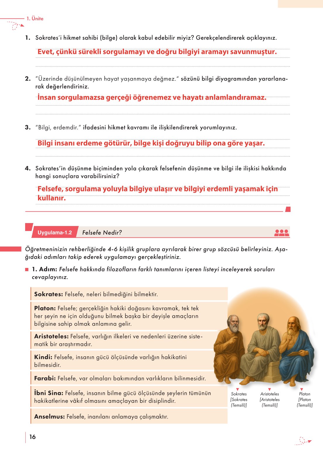 10. Sınıf Meb Yayınları Felsefe Ders Kitabı Sayfa 16 Cevapları
