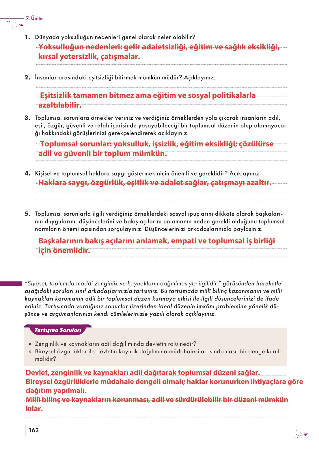 10. Sınıf Meb Yayınları Felsefe Ders Kitabı Sayfa 162 Cevapları