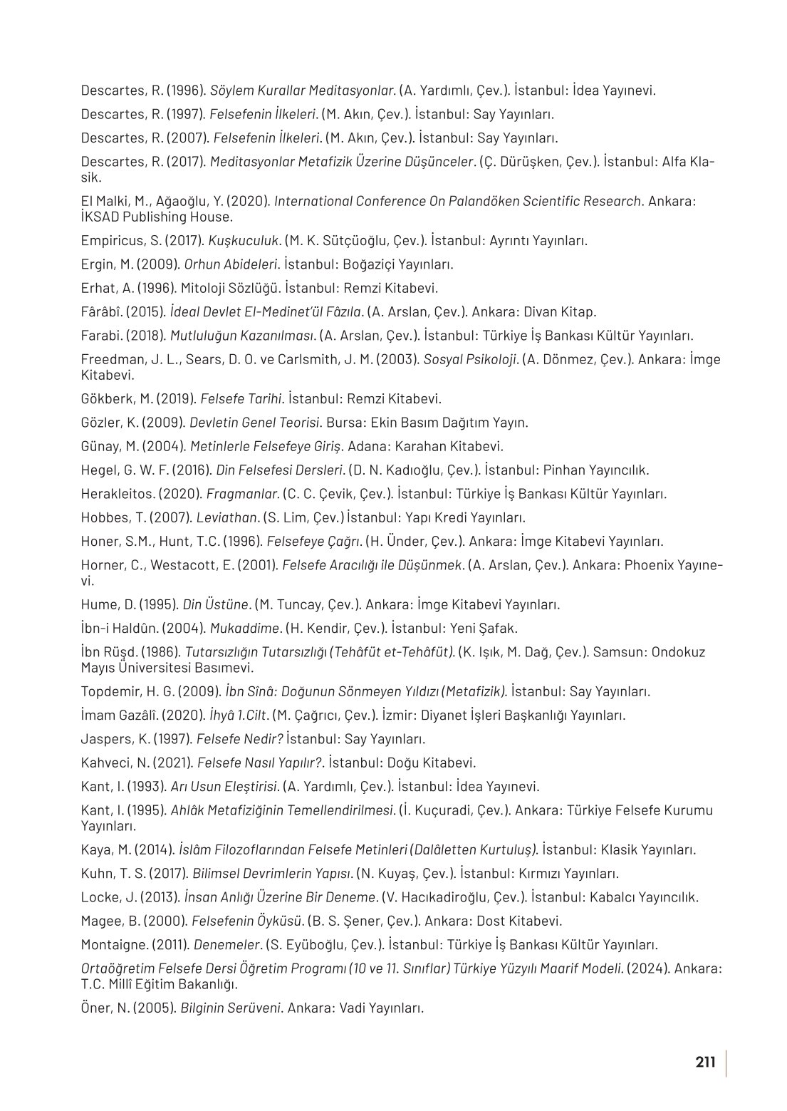 10. Sınıf Meb Yayınları Felsefe Ders Kitabı Sayfa 211 Cevapları