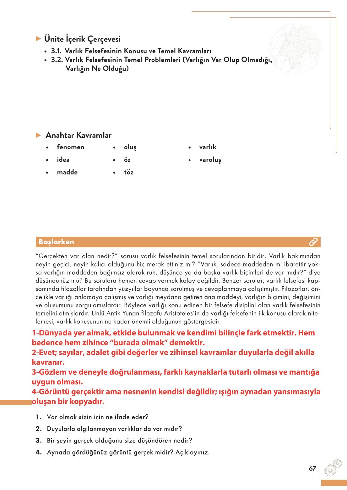 10. Sınıf Meb Yayınları Felsefe Ders Kitabı Sayfa 67 Cevapları 10. Sınıf Meb Yayınları Felsefe Ders Kitabı Sayfa 67 Cevapları