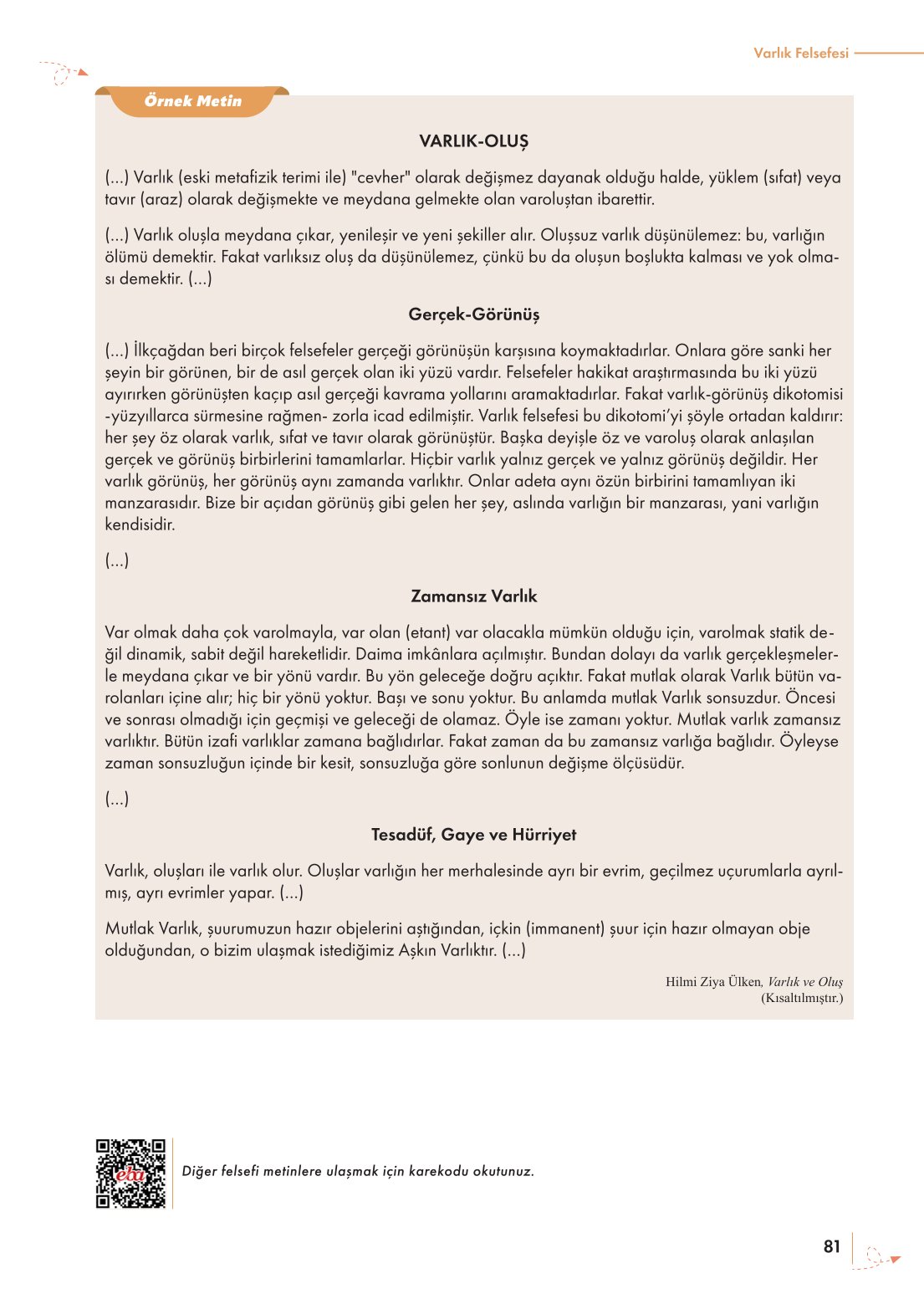 10. Sınıf Meb Yayınları Felsefe Ders Kitabı Sayfa 81 Cevapları