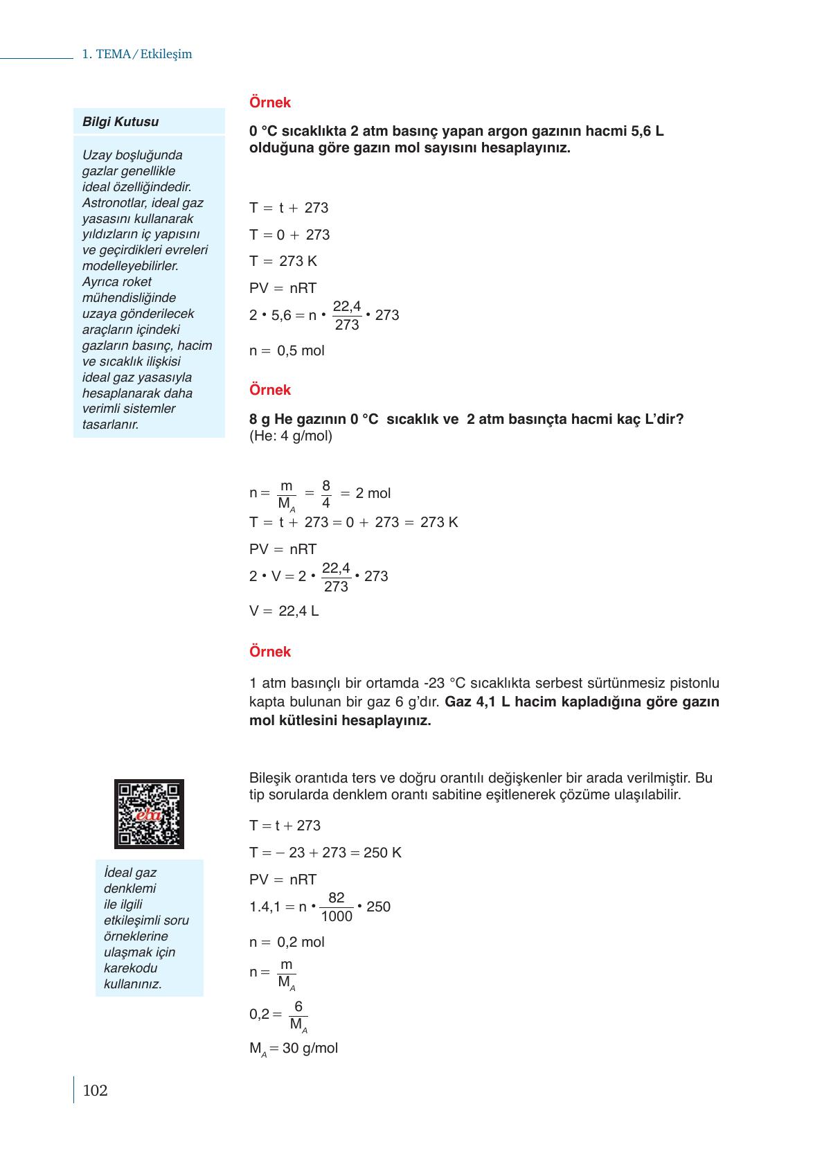 10. Sınıf Meb Yayınları Kimya Ders Kitabı Sayfa 102 Cevapları