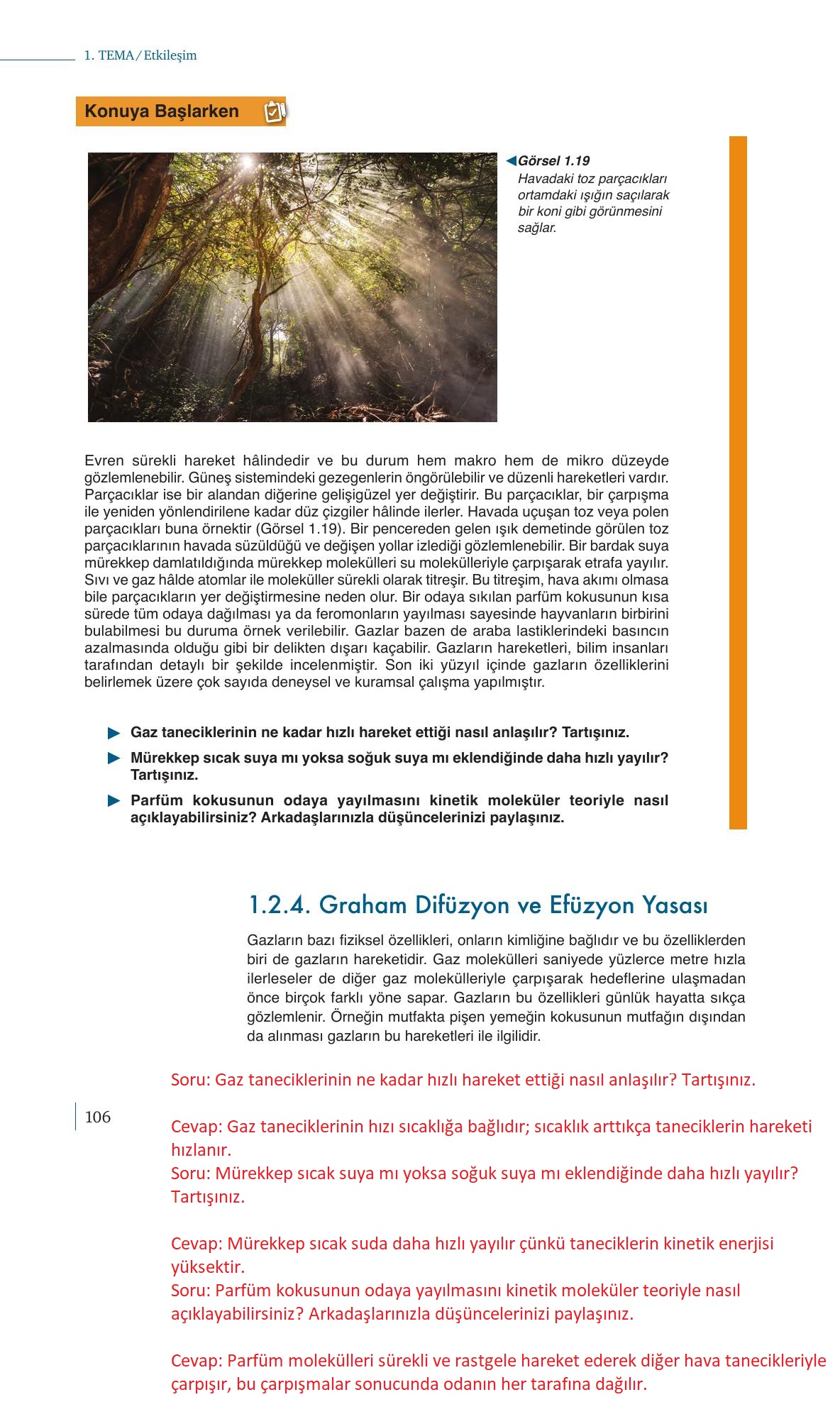 10. Sınıf Meb Yayınları Kimya Ders Kitabı Sayfa 106 Cevapları