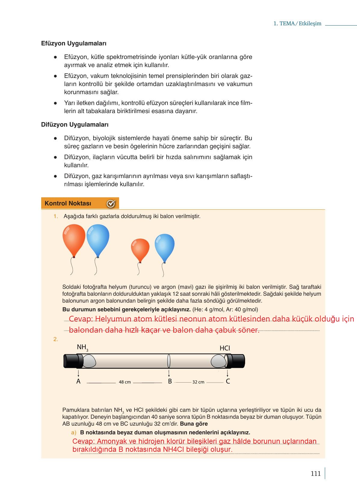 10. Sınıf Meb Yayınları Kimya Ders Kitabı Sayfa 111 Cevapları 10. Sınıf Meb Yayınları Kimya Ders Kitabı Sayfa 111 Cevapları