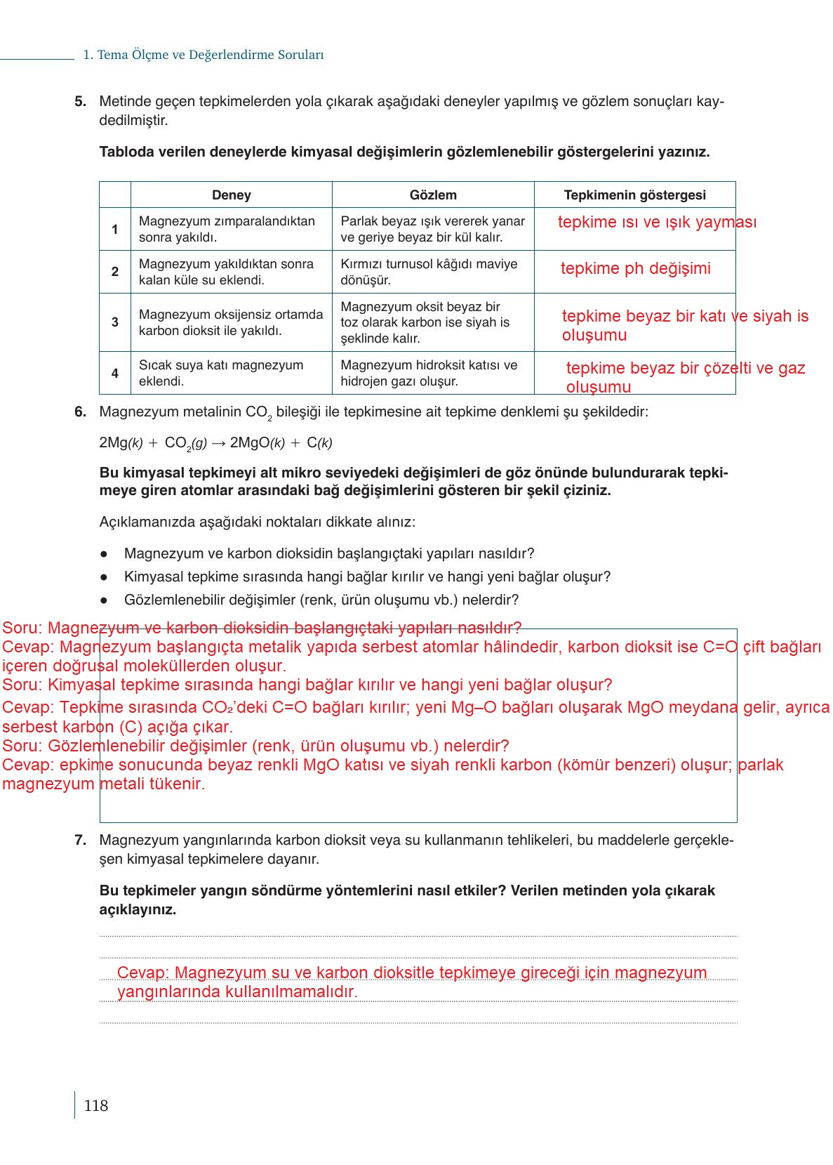 10. Sınıf Meb Yayınları Kimya Ders Kitabı Sayfa 118 Cevapları 10. Sınıf Meb Yayınları Kimya Ders Kitabı Sayfa 118 Cevapları
