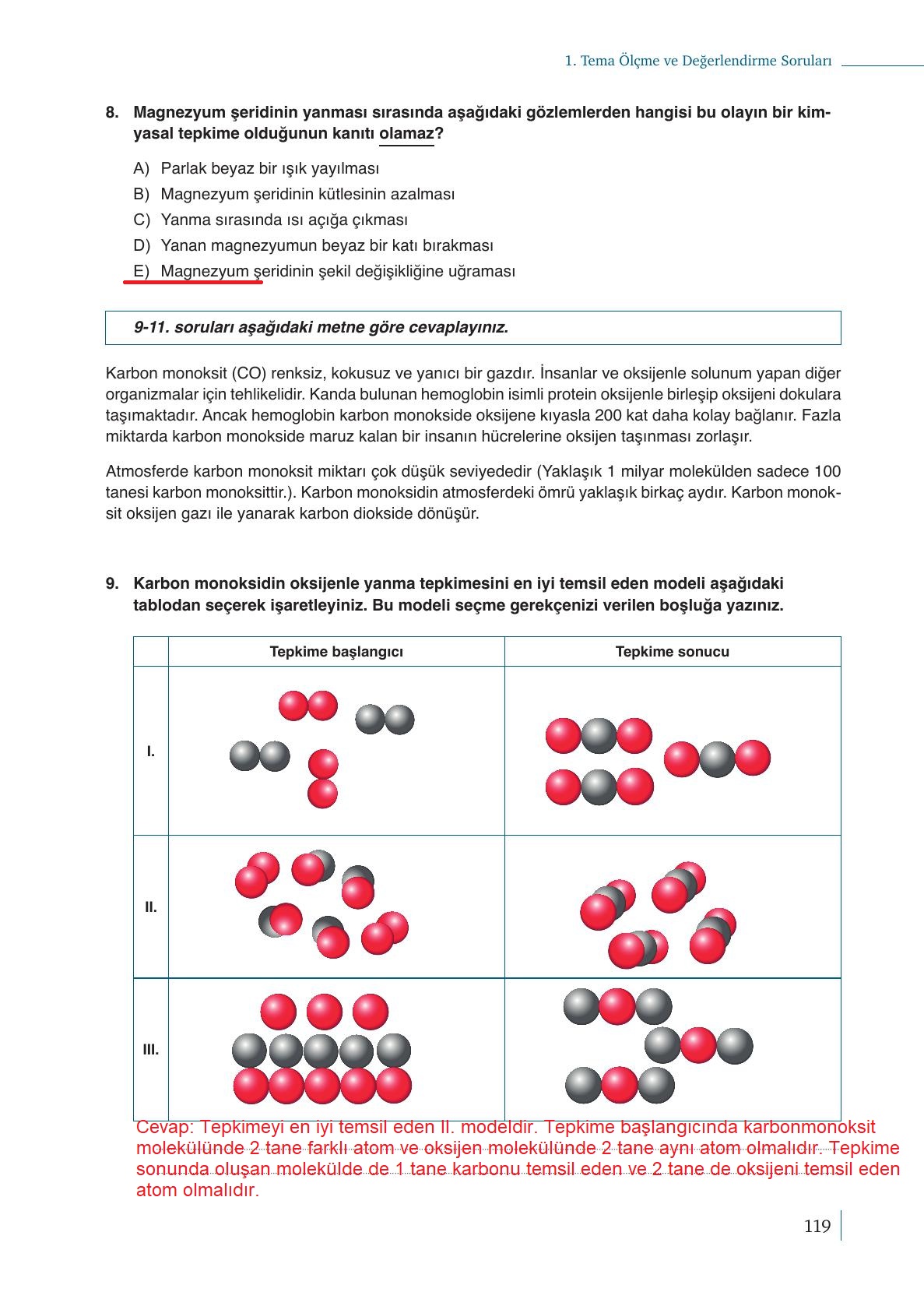 10. Sınıf Meb Yayınları Kimya Ders Kitabı Sayfa 119 Cevapları 10. Sınıf Meb Yayınları Kimya Ders Kitabı Sayfa 119 Cevapları