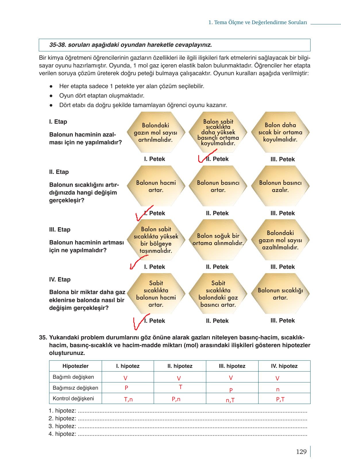 10. Sınıf Meb Yayınları Kimya Ders Kitabı Sayfa 129 Cevapları