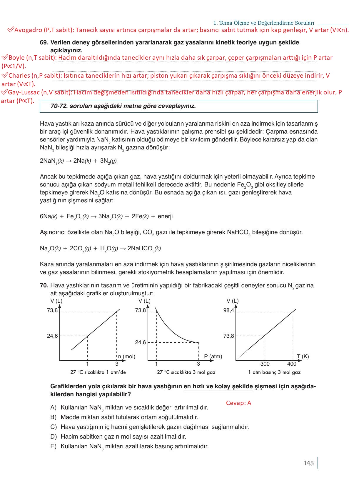 10. Sınıf Meb Yayınları Kimya Ders Kitabı Sayfa 145 Cevapları 10. Sınıf Meb Yayınları Kimya Ders Kitabı Sayfa 145 Cevapları