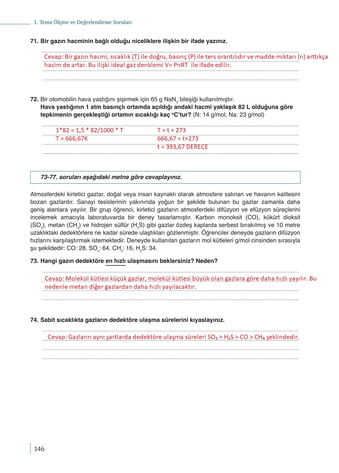 10. Sınıf Meb Yayınları Kimya Ders Kitabı Sayfa 146 Cevapları 10. Sınıf Meb Yayınları Kimya Ders Kitabı Sayfa 146 Cevapları
