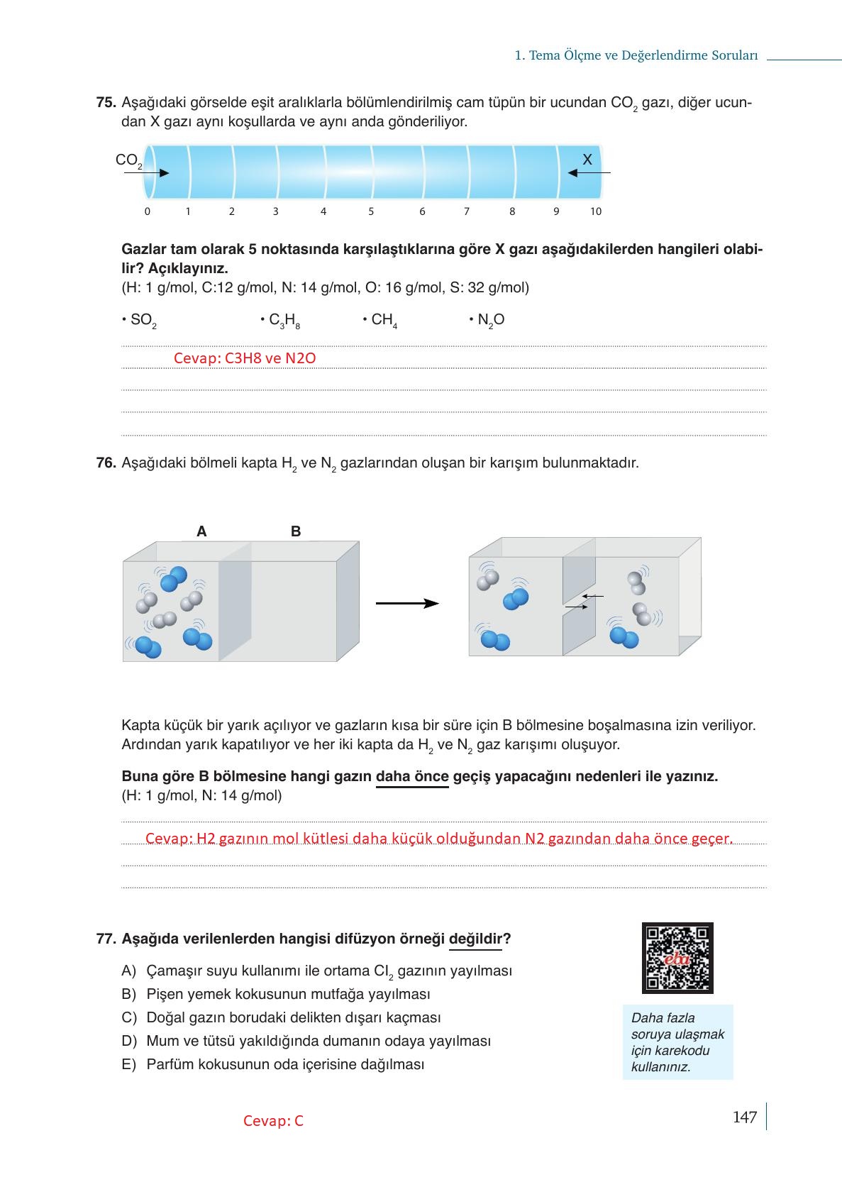 10. Sınıf Meb Yayınları Kimya Ders Kitabı Sayfa 147 Cevapları 10. Sınıf Meb Yayınları Kimya Ders Kitabı Sayfa 147 Cevapları