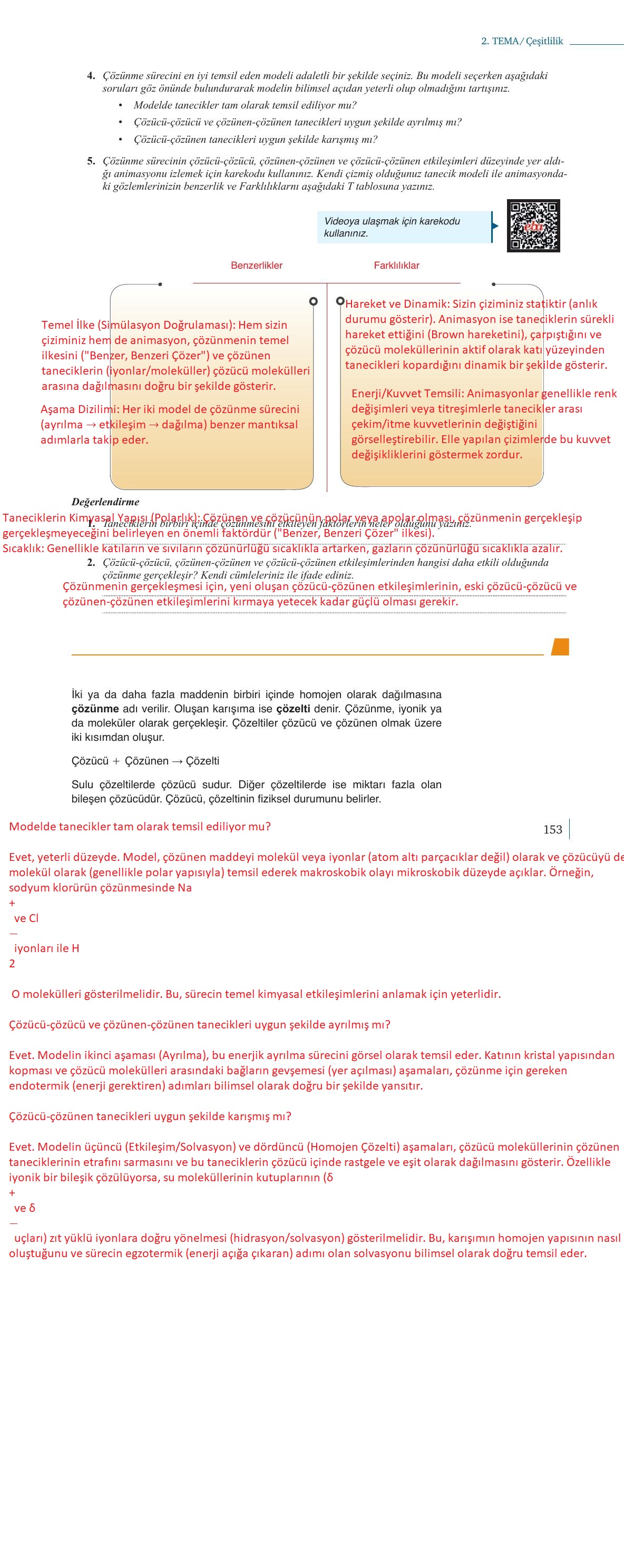 10. Sınıf Meb Yayınları Kimya Ders Kitabı Sayfa 153 Cevapları