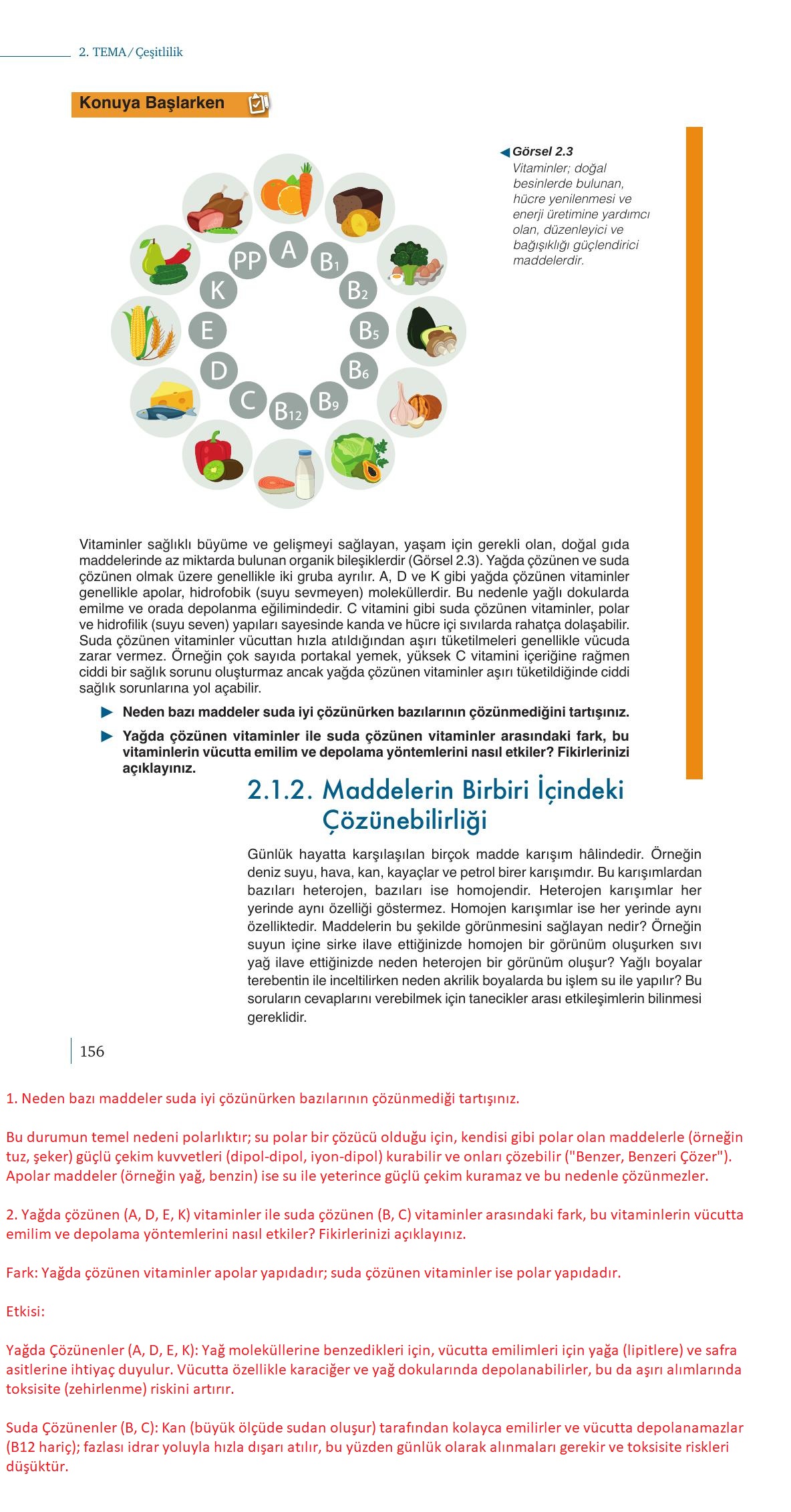 10. Sınıf Meb Yayınları Kimya Ders Kitabı Sayfa 156 Cevapları