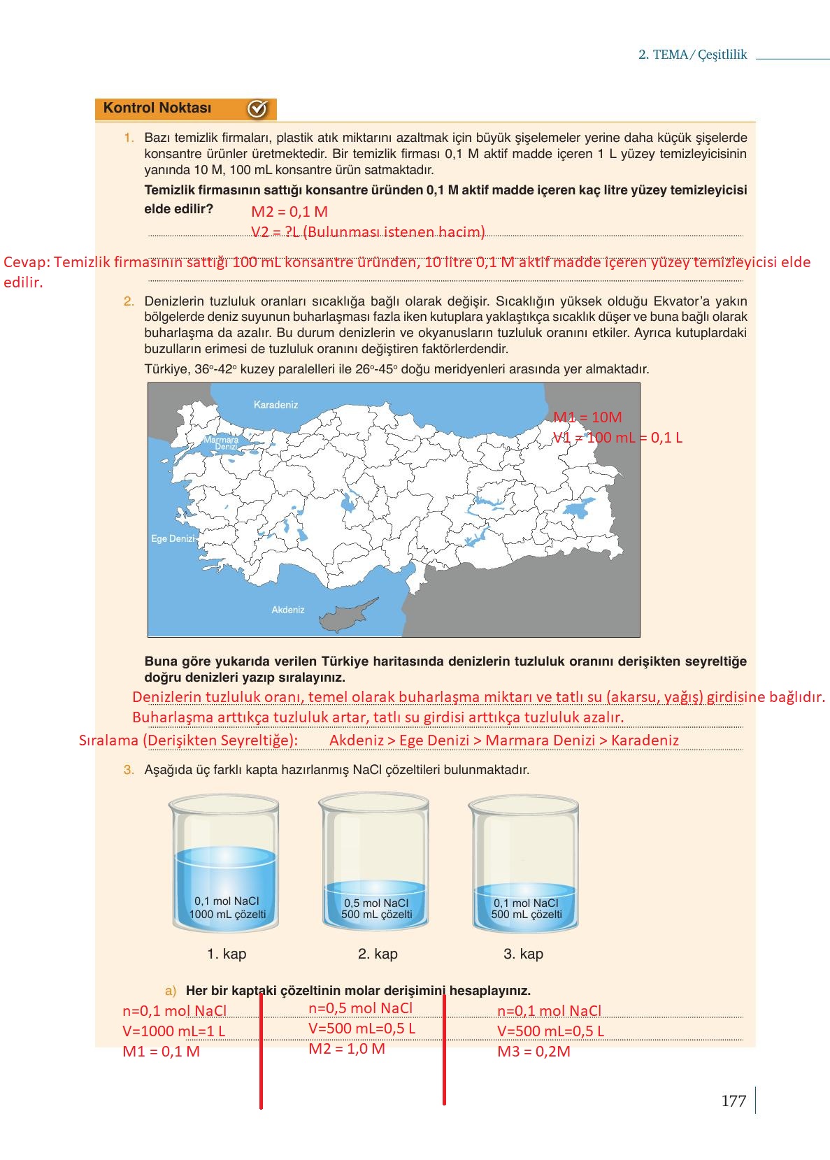10. Sınıf Meb Yayınları Kimya Ders Kitabı Sayfa 177 Cevapları