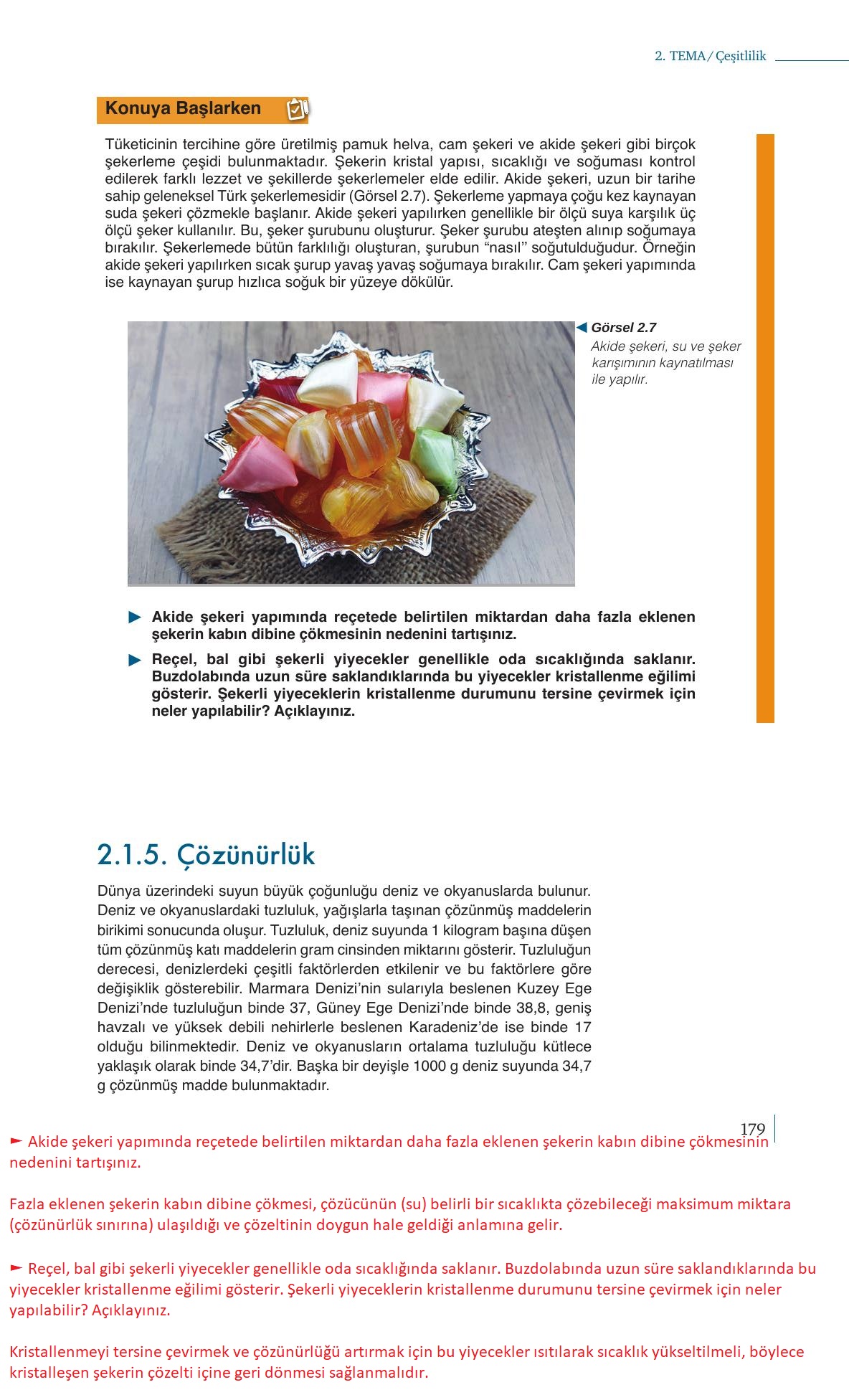 10. Sınıf Meb Yayınları Kimya Ders Kitabı Sayfa 179 Cevapları