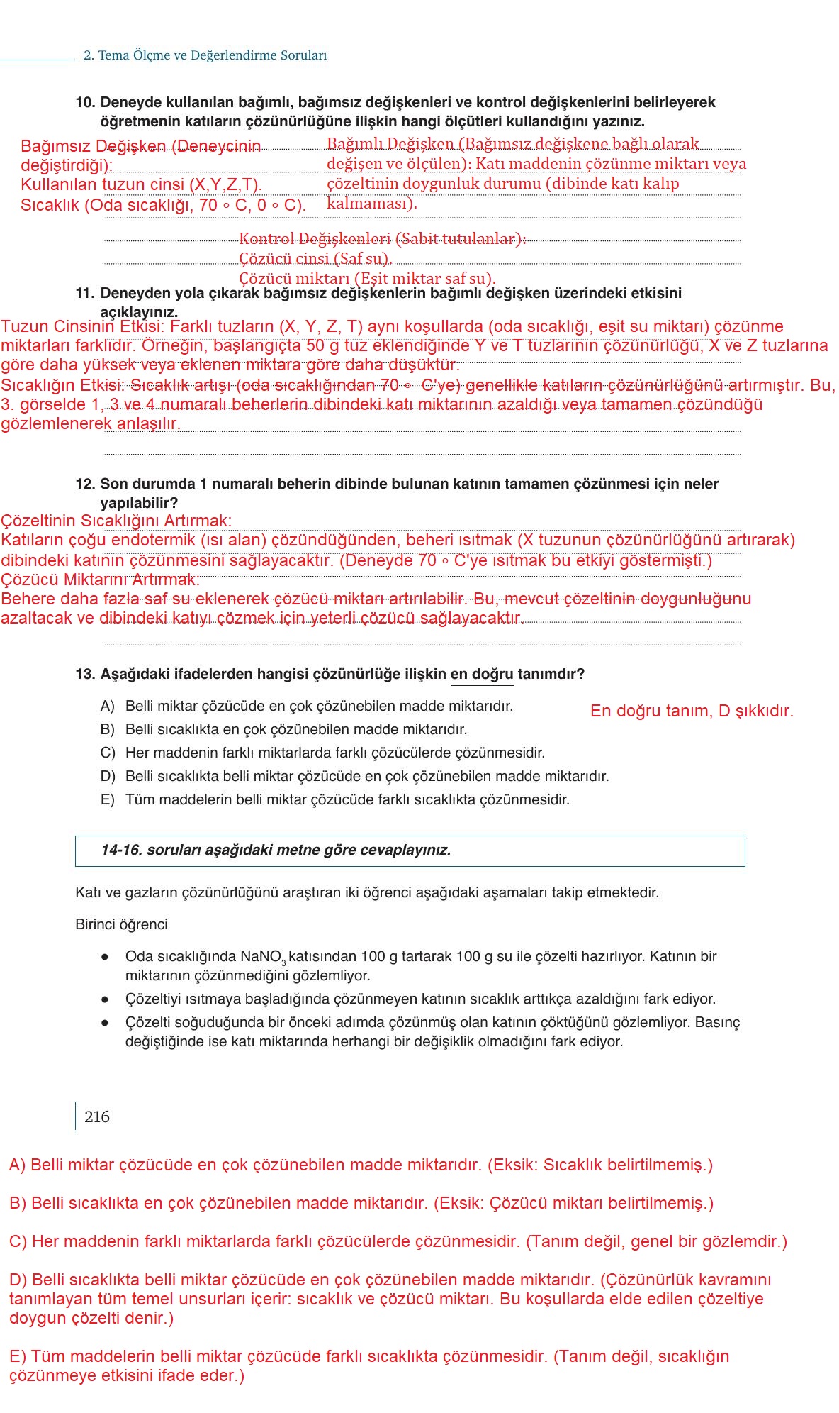 10. Sınıf Meb Yayınları Kimya Ders Kitabı Sayfa 216 Cevapları