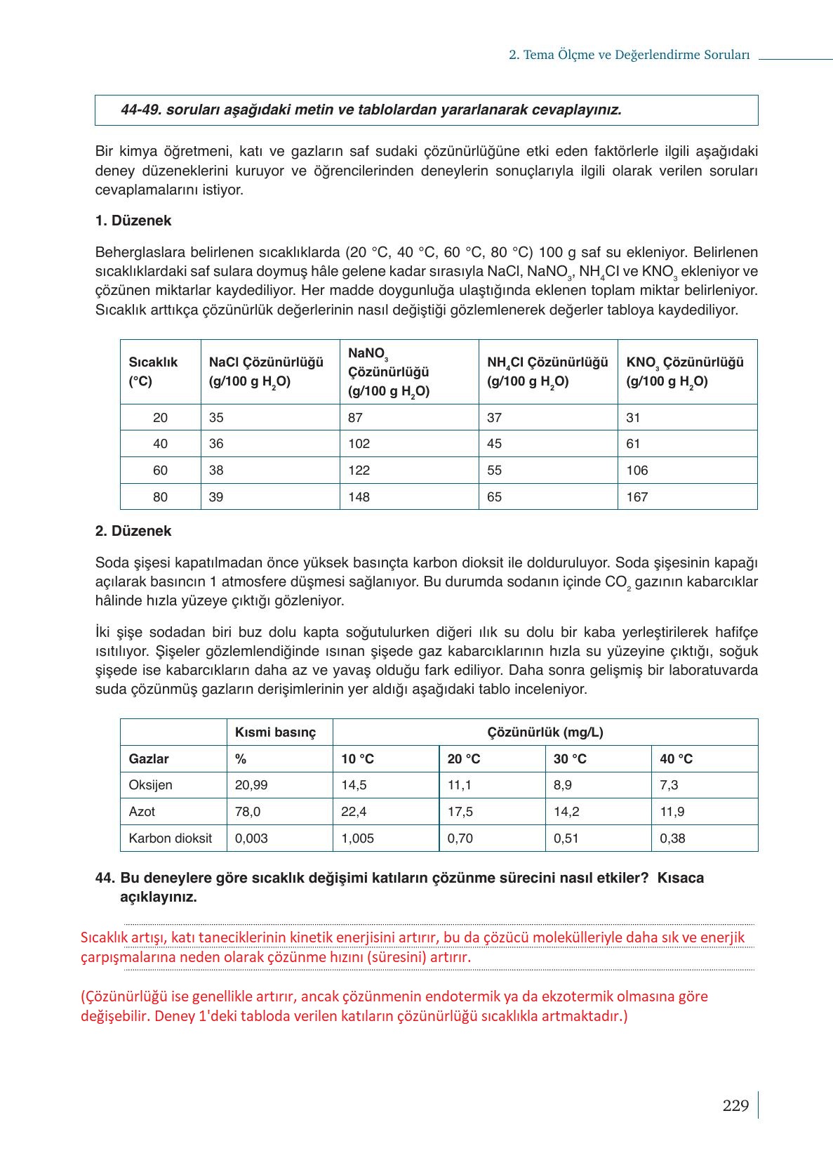 10. Sınıf Meb Yayınları Kimya Ders Kitabı Sayfa 229 Cevapları