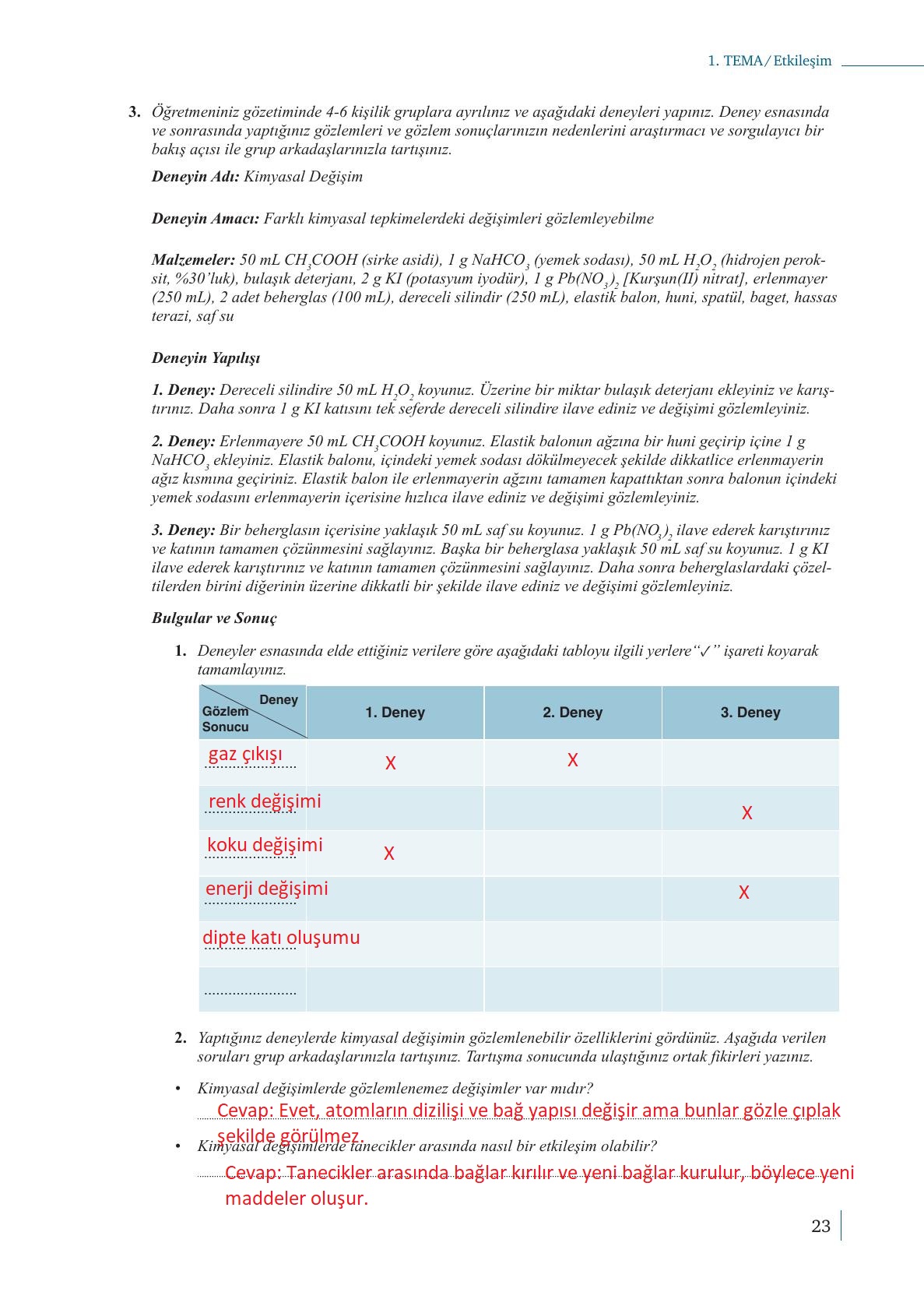 10. Sınıf Meb Yayınları Kimya Ders Kitabı Sayfa 23 Cevapları 10. Sınıf Meb Yayınları Kimya Ders Kitabı Sayfa 23 Cevapları