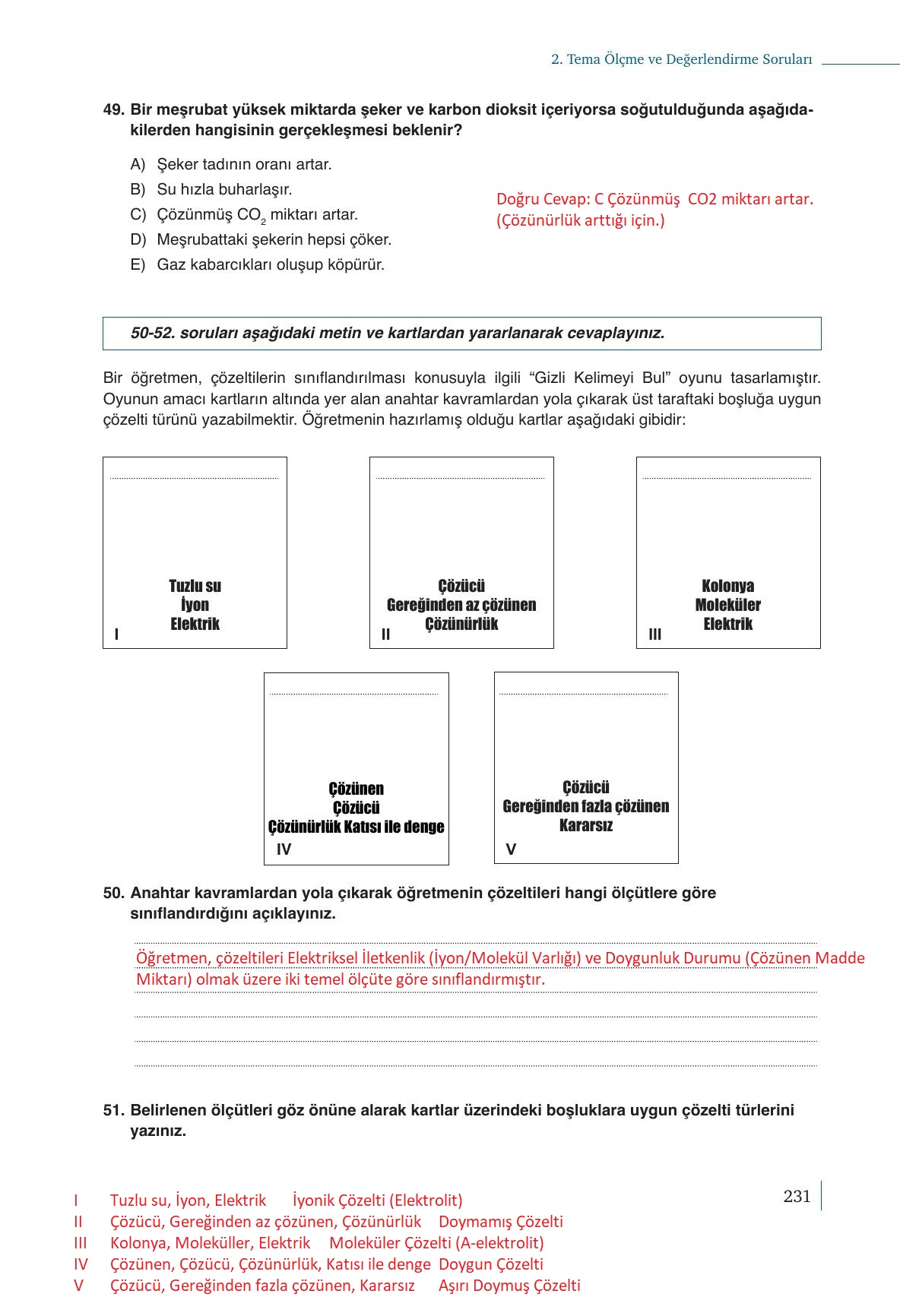 10. Sınıf Meb Yayınları Kimya Ders Kitabı Sayfa 231 Cevapları 10. Sınıf Meb Yayınları Kimya Ders Kitabı Sayfa 231 Cevapları