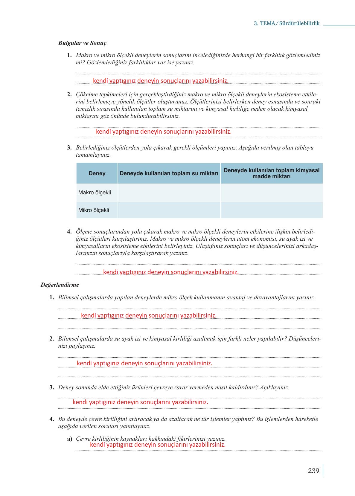 10. Sınıf Meb Yayınları Kimya Ders Kitabı Sayfa 239 Cevapları 10. Sınıf Meb Yayınları Kimya Ders Kitabı Sayfa 239 Cevapları