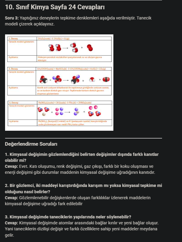 10. Sınıf Meb Yayınları Kimya Ders Kitabı Sayfa 24 Cevapları