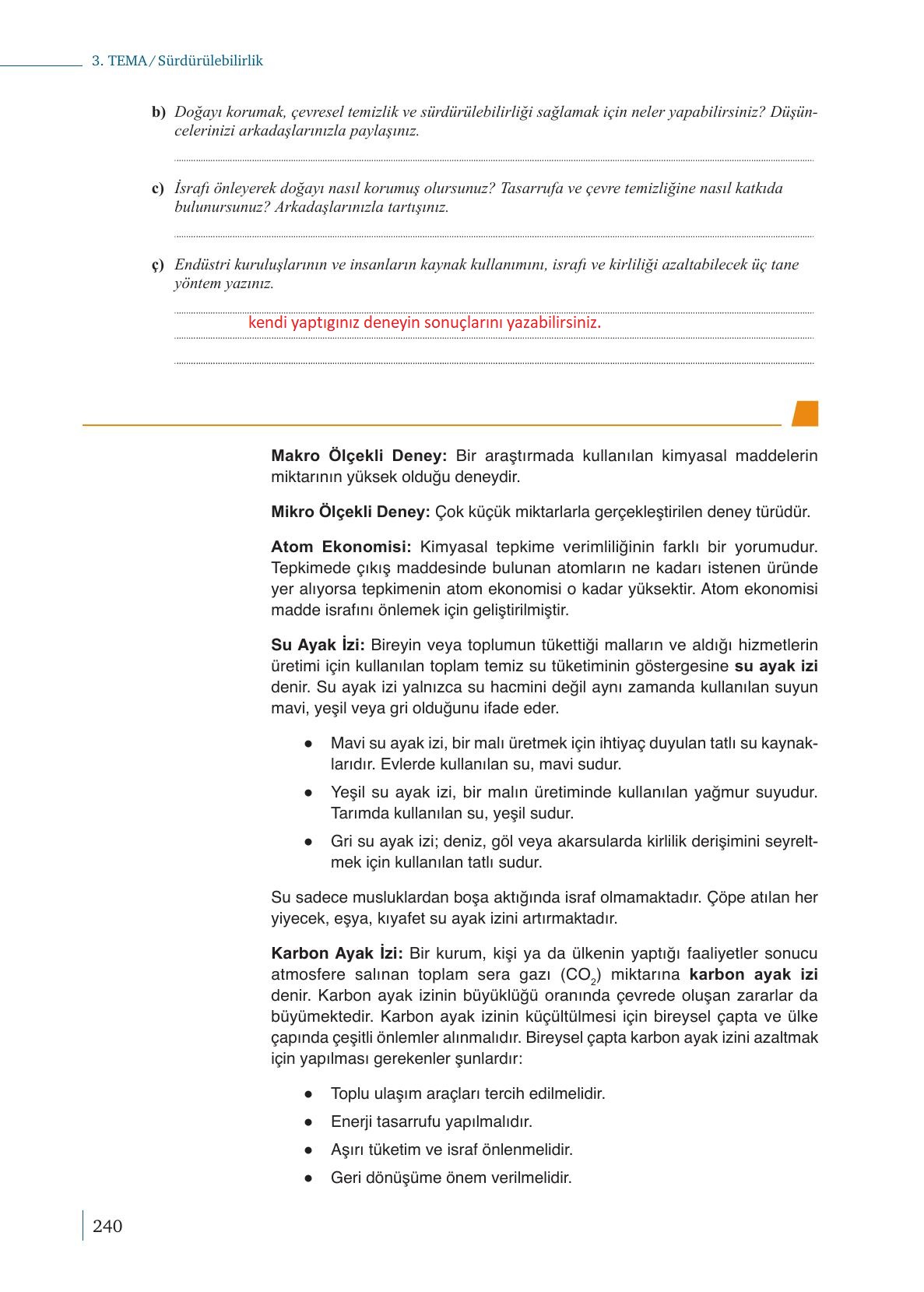 10. Sınıf Meb Yayınları Kimya Ders Kitabı Sayfa 240 Cevapları 10. Sınıf Meb Yayınları Kimya Ders Kitabı Sayfa 240 Cevapları