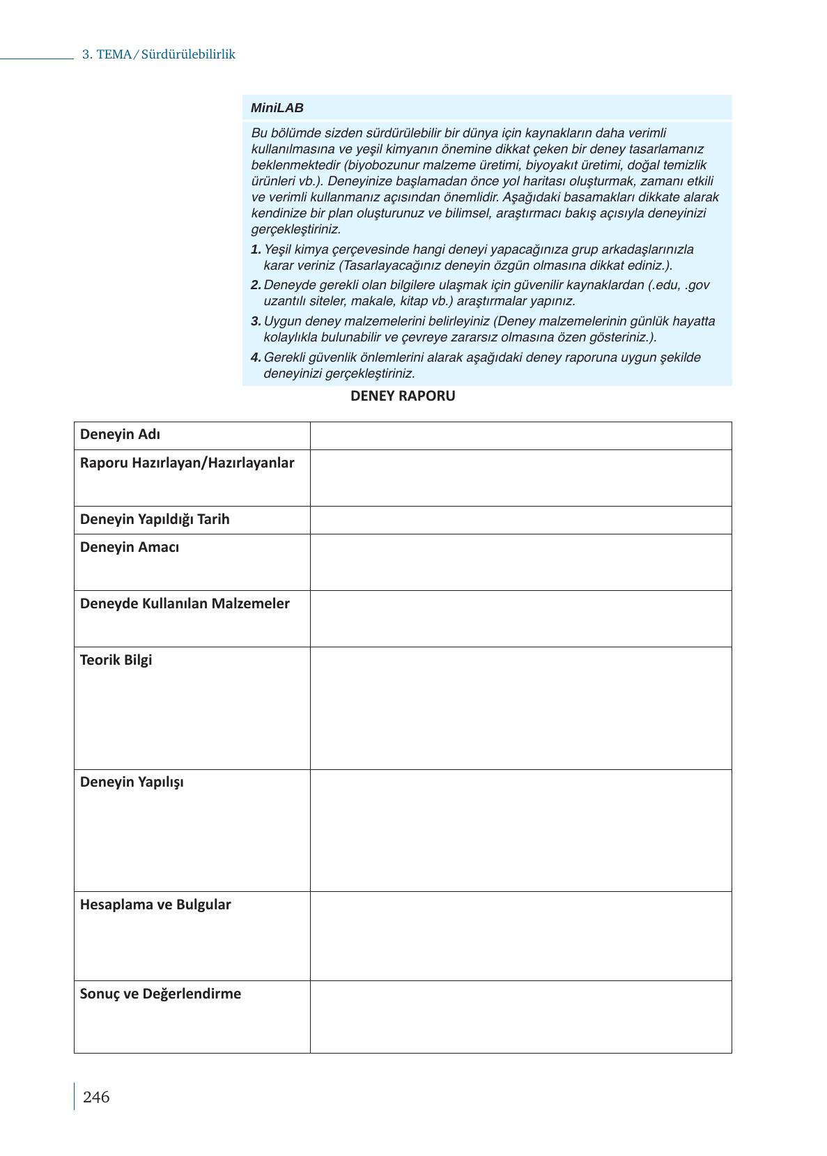 10. Sınıf Meb Yayınları Kimya Ders Kitabı Sayfa 246 Cevapları 10. Sınıf Meb Yayınları Kimya Ders Kitabı Sayfa 246 Cevapları