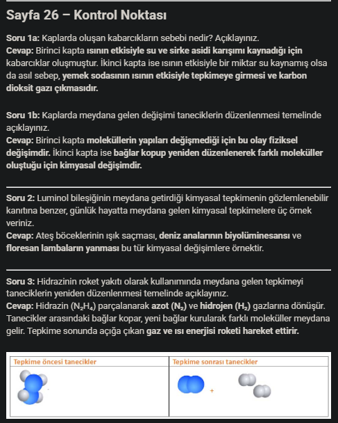 10. Sınıf Meb Yayınları Kimya Ders Kitabı Sayfa 26 Cevapları