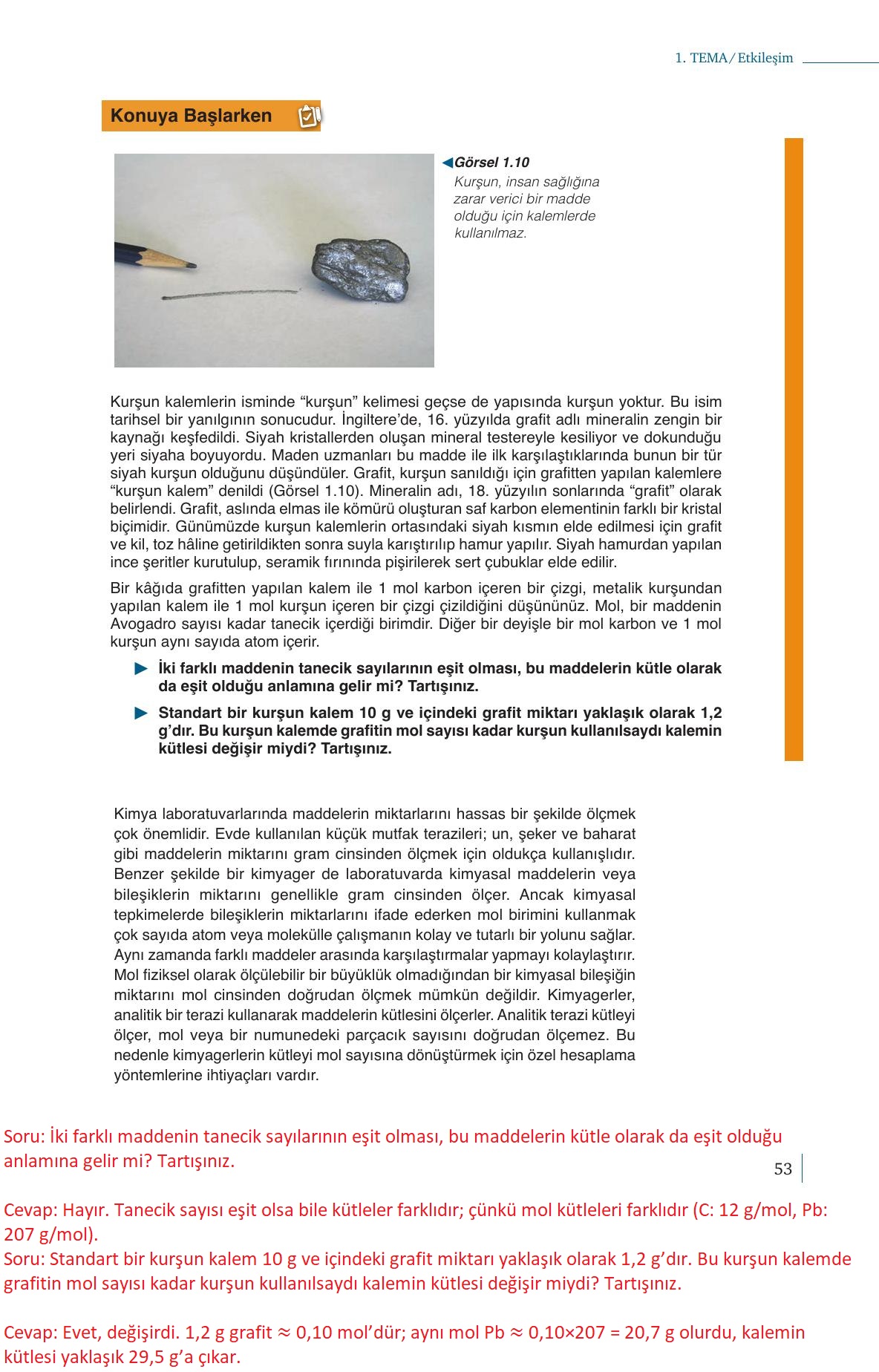 10. Sınıf Meb Yayınları Kimya Ders Kitabı Sayfa 53 Cevapları 10. Sınıf Meb Yayınları Kimya Ders Kitabı Sayfa 53 Cevapları