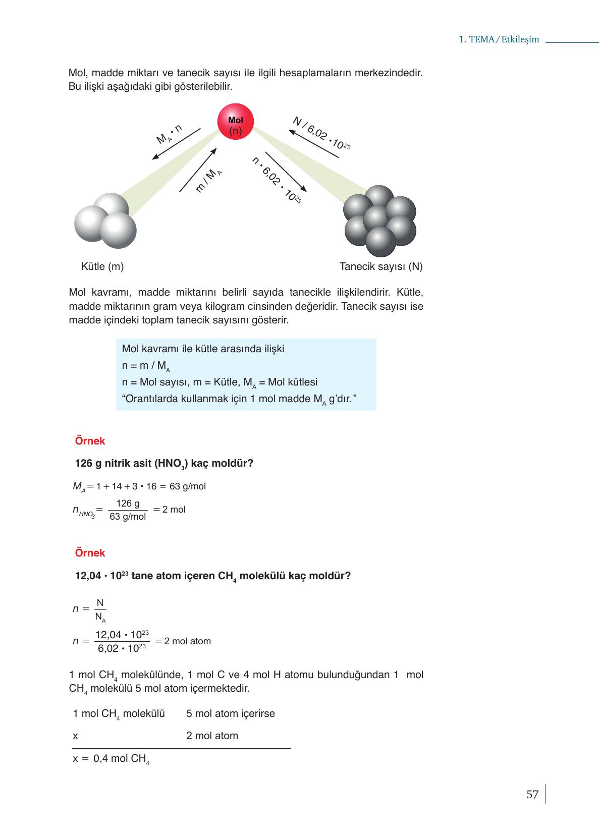 10. Sınıf Meb Yayınları Kimya Ders Kitabı Sayfa 57 Cevapları